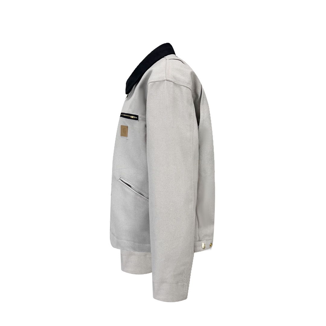 皮标宽松 Carhartt 卡哈特 J97 JACKET 工装经典款底特律帆布毛 毯衬里 翻领夹克 男女同款 （水洗） 灰色