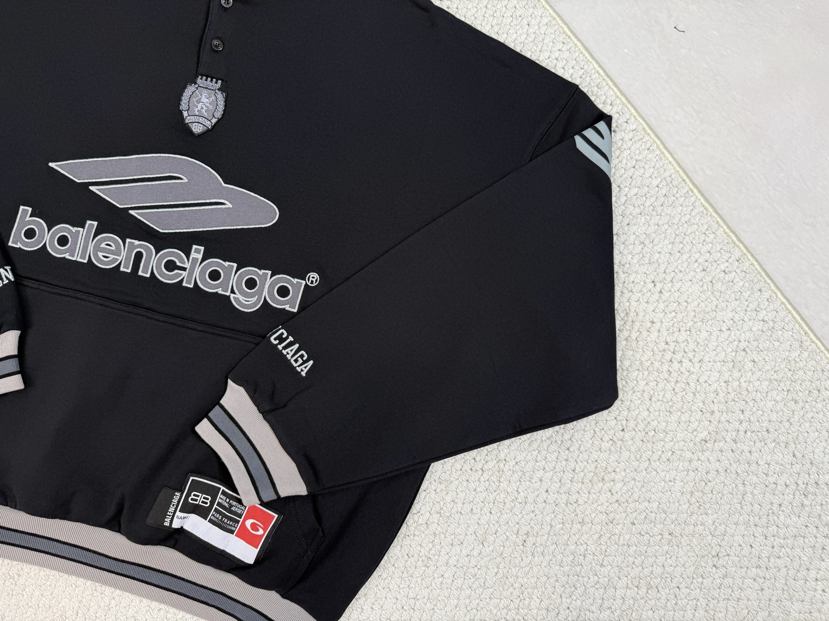 Balenciaga 巴黎世家 FW25 FOOTBALL 速干抓绒 3B 足球 POLO 连帽衫卫衣 宽松 男款 827939TTVQ81066