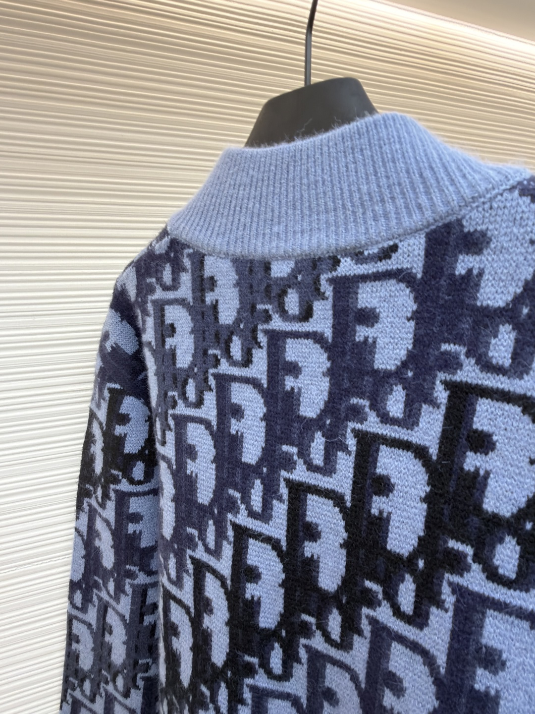 DIOR 迪奥 羊毛印花罗纹拉链针织衫 外套 长袖  蓝色