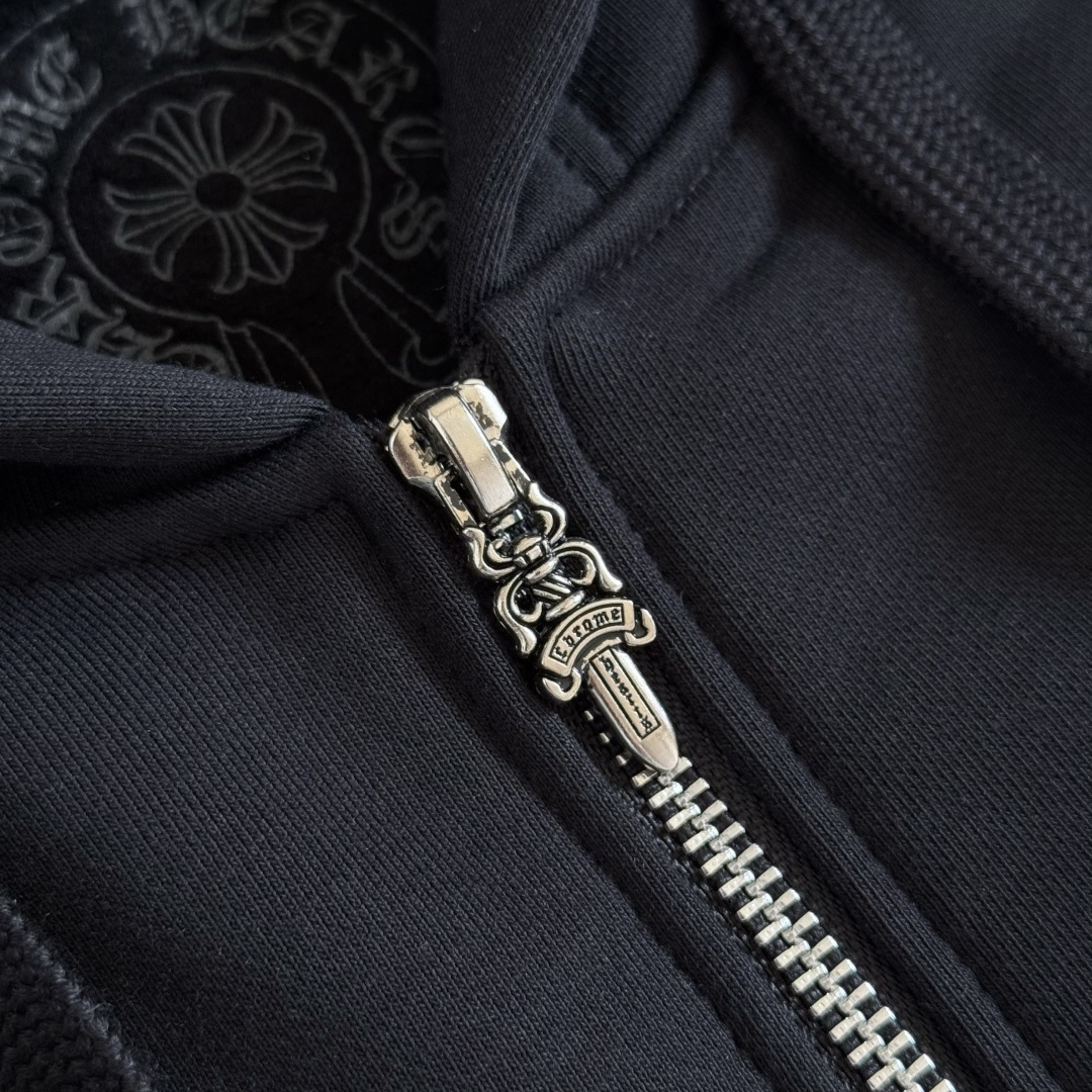 Chrome Hearts 克罗心 经典 印花 拉链卫衣 外套 长袖 男女同款 黑色 彩色花臂 马蹄  A5  