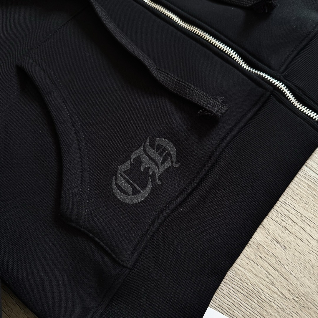 Chrome Hearts 克罗心 经典 印花 拉链卫衣 外套 长袖 男女同款 黑色 彩色花臂 马蹄  A5  