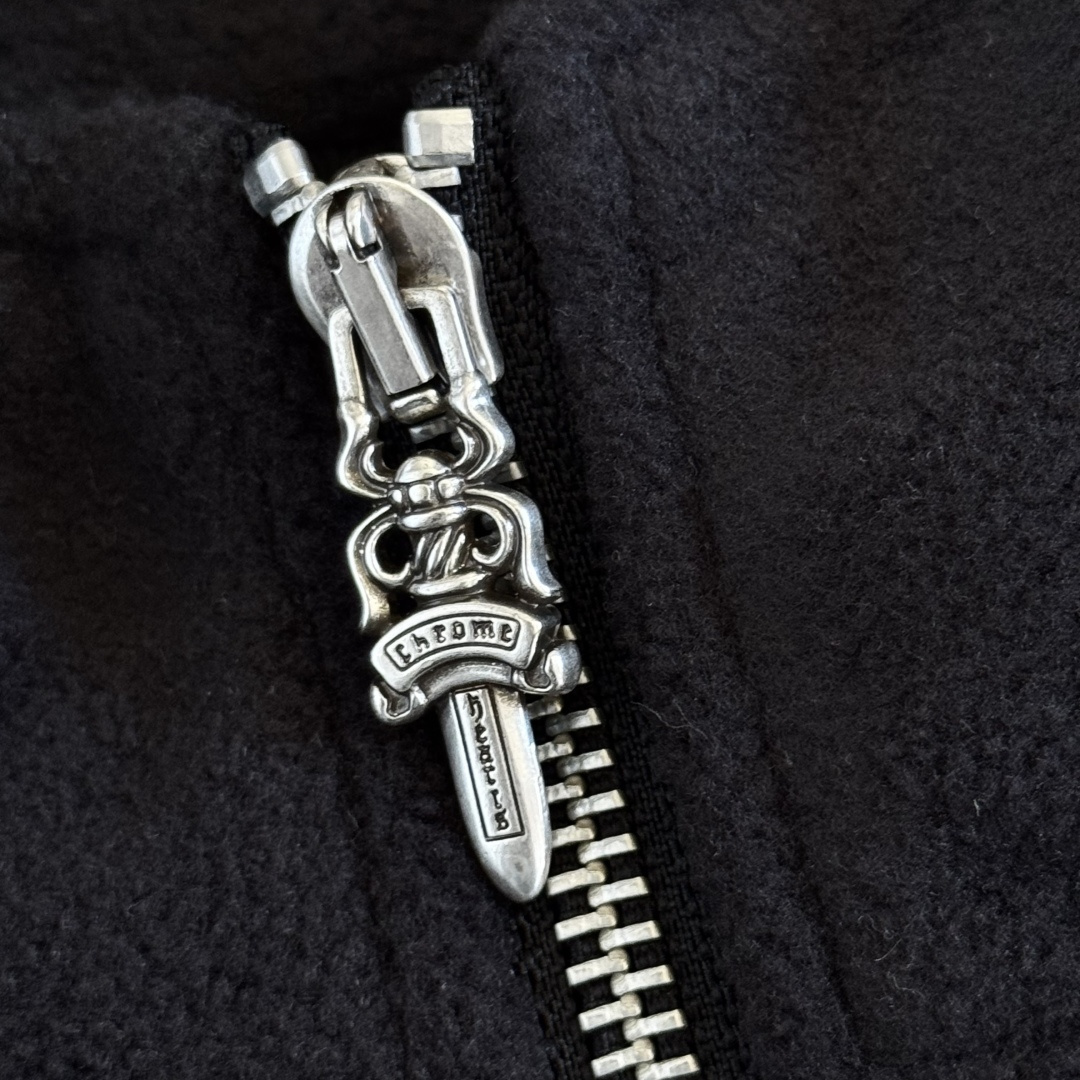 925纯银 Chrome Hearts 克罗心 经典 刺绣 半拉链卫衣 外套 长袖 男女同款  马蹄摇粒绒  黑色B0 CH-20232082