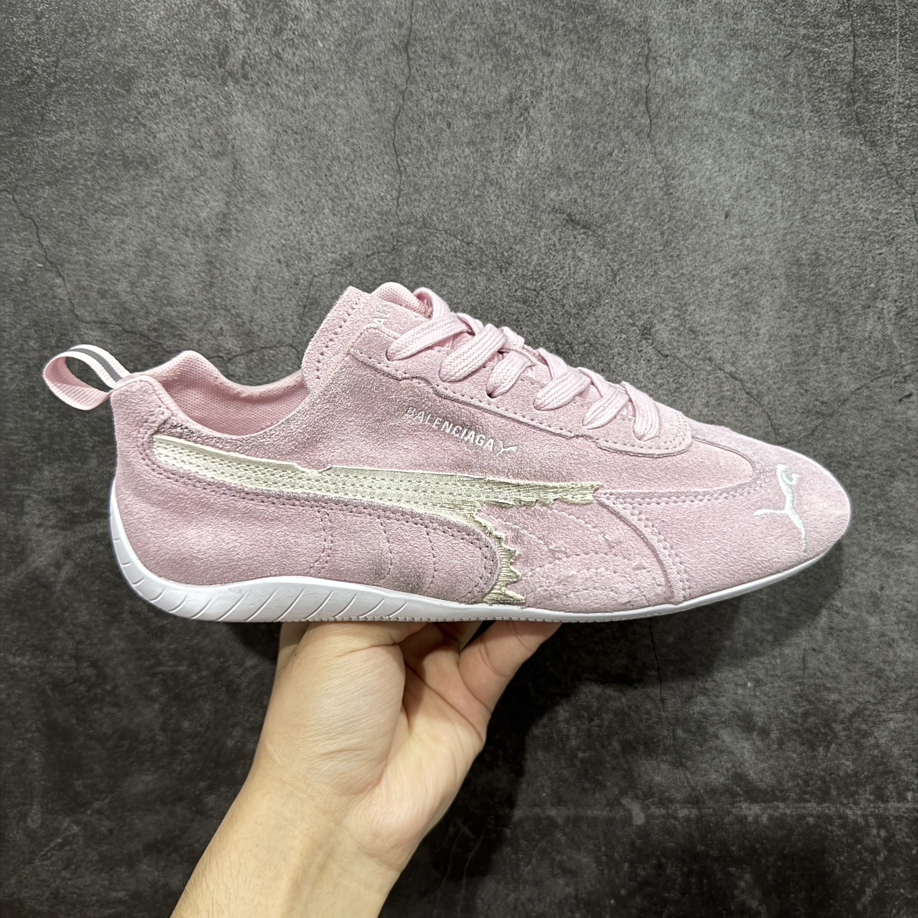 Balenciaga The Open Product x Puma Speedcat  低筒 做旧 系带 二层绒面皮防滑耐磨 低筒 舒适时尚 赛车 跑步鞋 休闲鞋 波鞋  粉色406519 07
