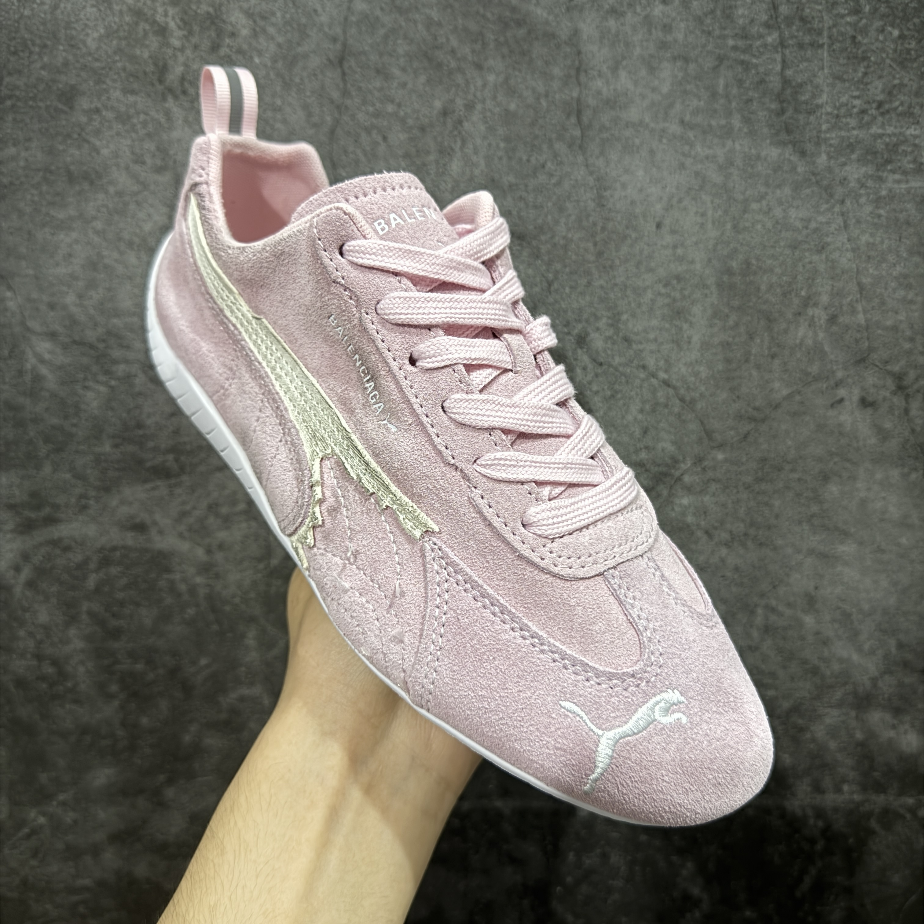 Balenciaga The Open Product x Puma Speedcat  低筒 做旧 系带 二层绒面皮防滑耐磨 低筒 舒适时尚 赛车 跑步鞋 休闲鞋 波鞋  粉色406519 07