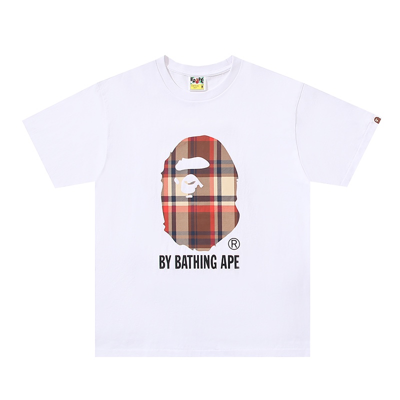 A BATHING APEA BAPE 格子猿人头图案印花 黑色 圆领 T恤 短袖 夏款 男女同款 0ZXTEM110049G