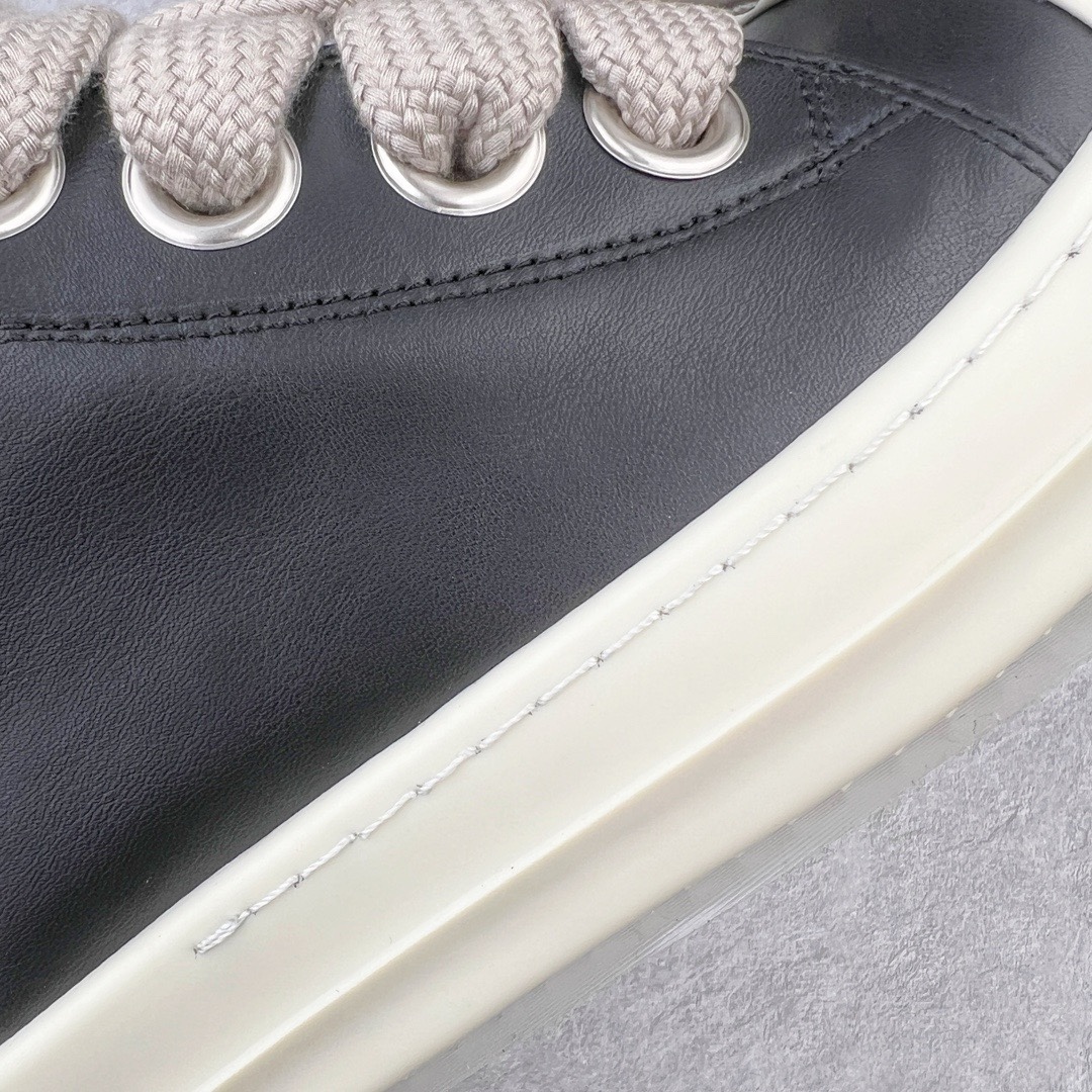 RICK OWENS DRKSHDW RO 圆头 低筒  板鞋 休闲鞋 波鞋 男鞋 女鞋  牛皮五孔 黑白 RU02E1893LCOW2-911