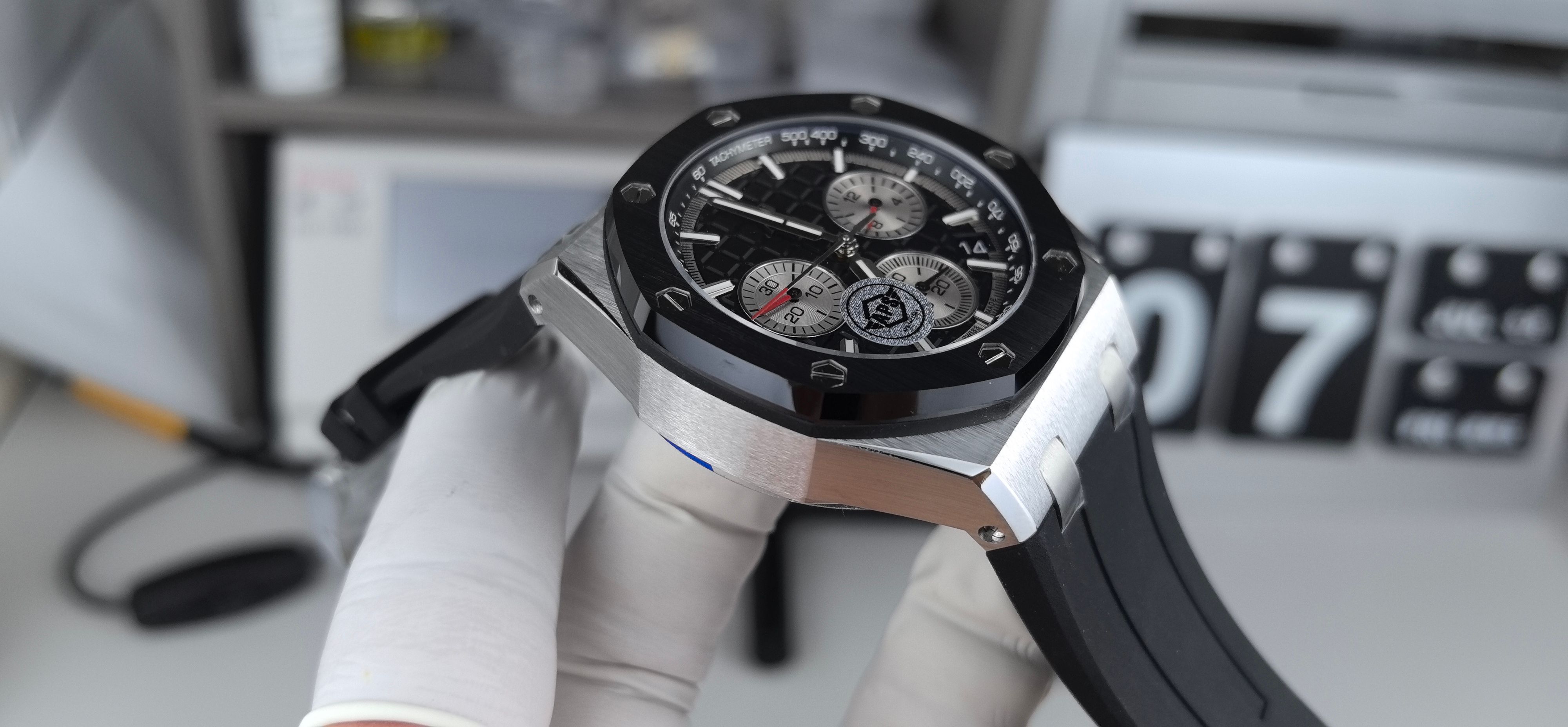 APS AUDEMARS PIGUET AP 爱彼 皇家橡树离岸型 自动机械机芯  100米防水 男表 瑞表  精钢表带 三眼计时 黑色 黑陶钢 26420SO OO A002CA 01