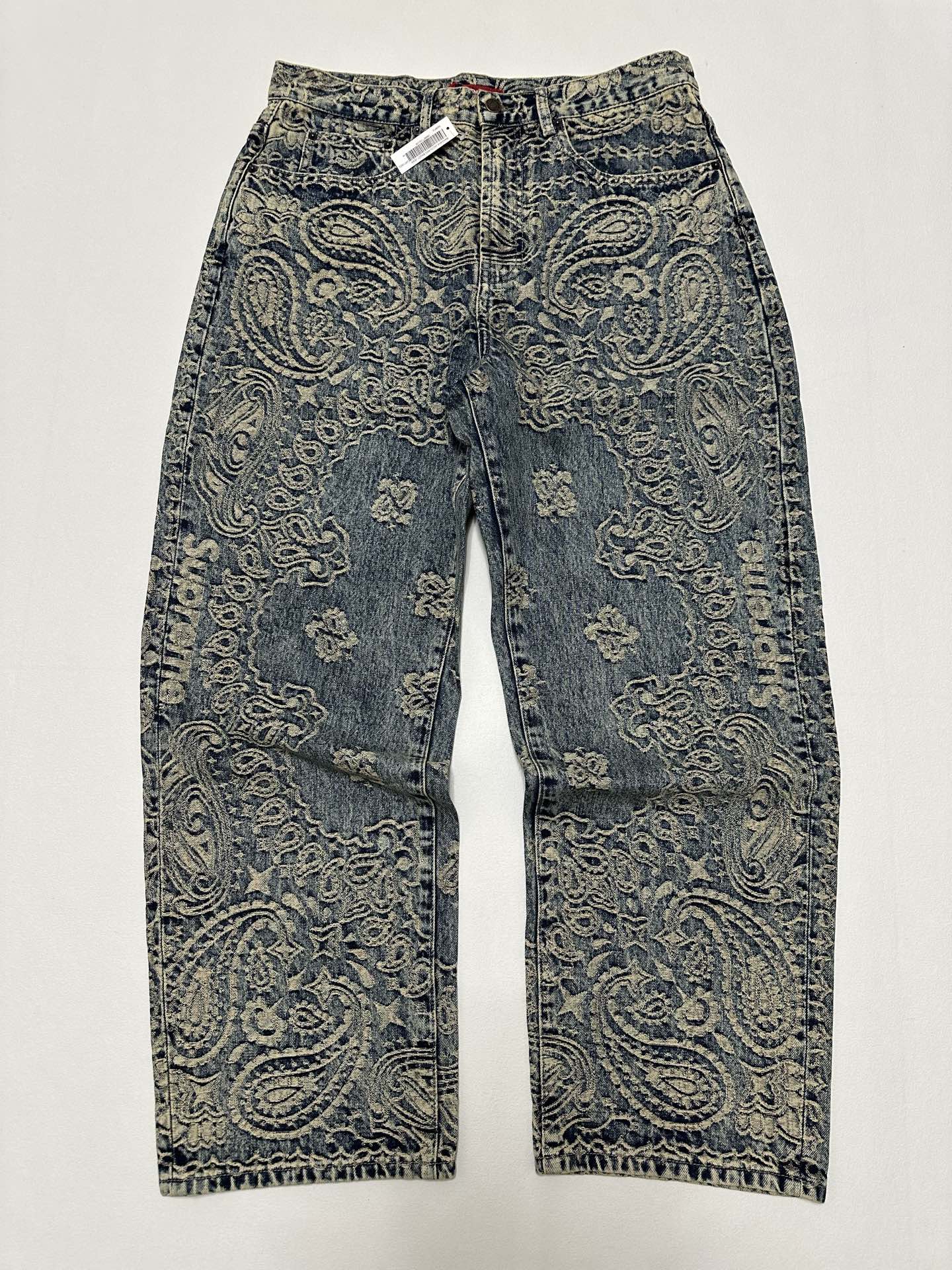 Supreme SS25 WEEK7 Bandana Jacquard Baggyjean 腰果花 编织 宽松 直筒 牛仔裤 男女同款 SUP-SS25-058