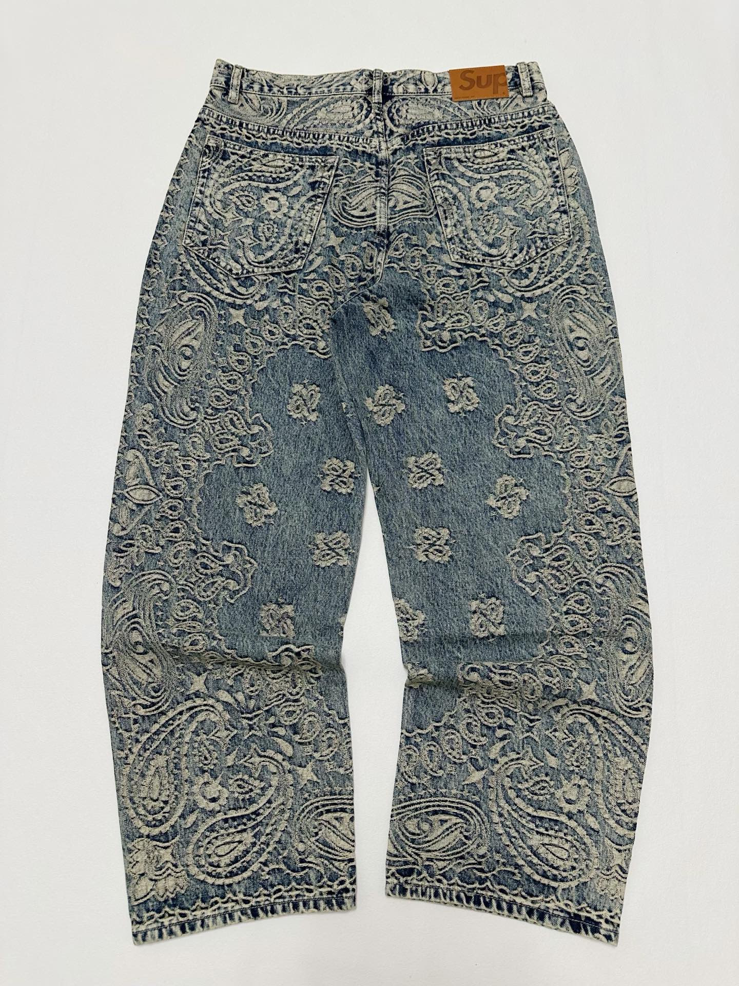 Supreme SS25 WEEK7 Bandana Jacquard Baggyjean 腰果花 编织 宽松 直筒 牛仔裤 男女同款 SUP-SS25-058