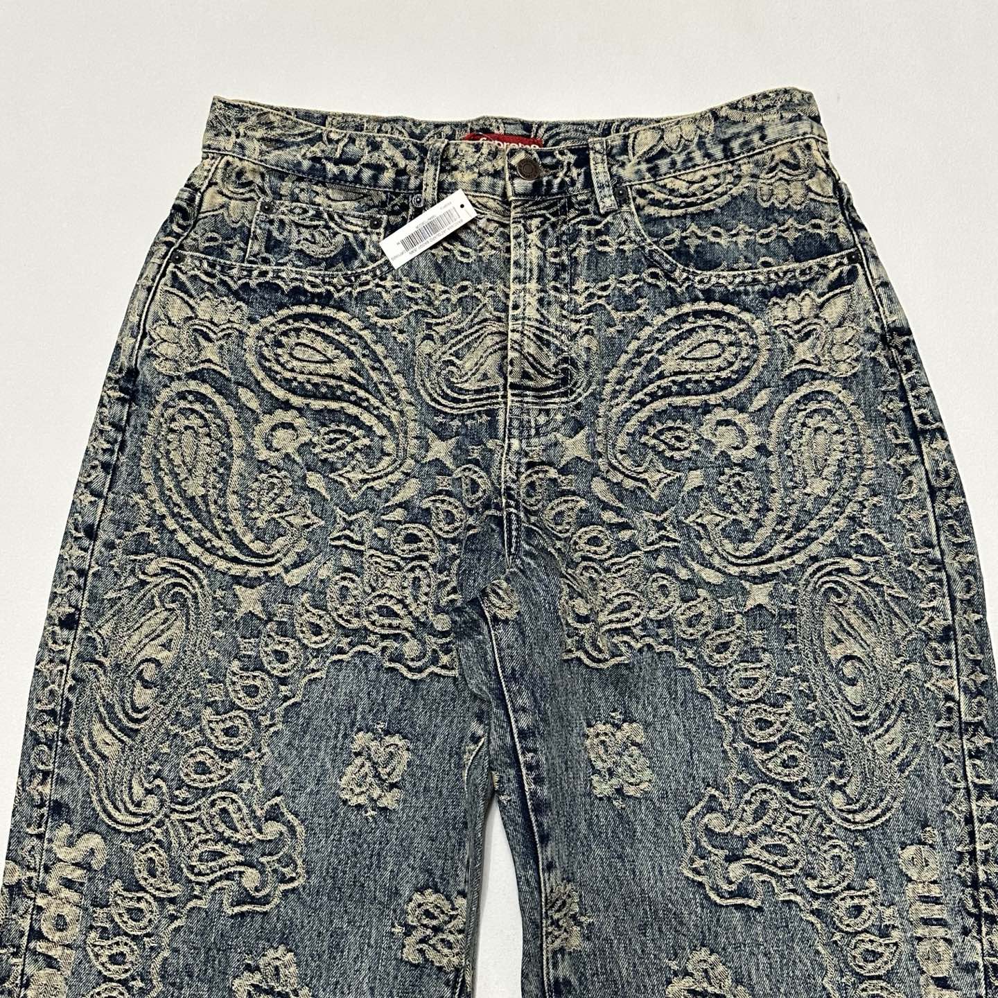 Supreme SS25 WEEK7 Bandana Jacquard Baggyjean 腰果花 编织 宽松 直筒 牛仔裤 男女同款 SUP-SS25-058