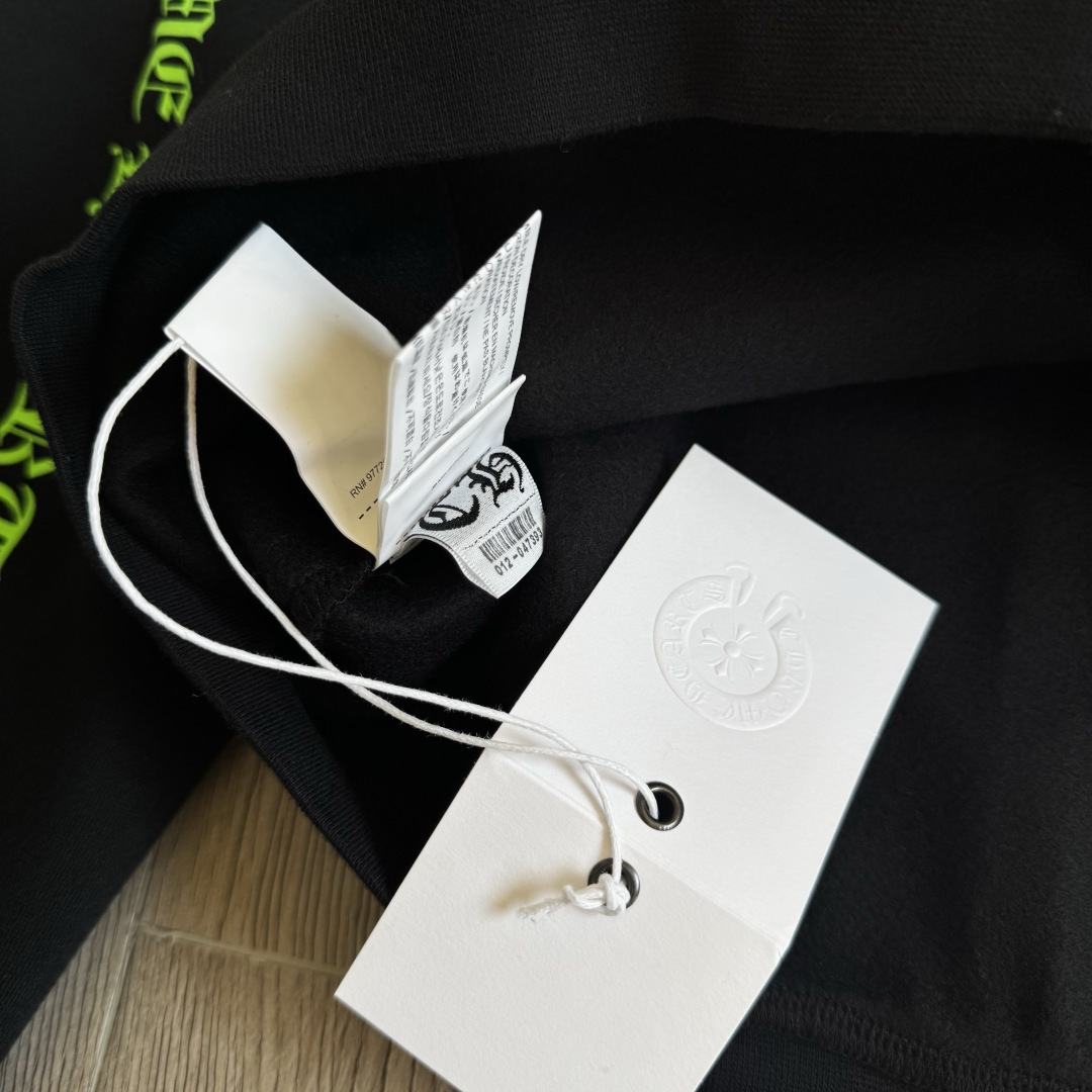 925纯银 Chrome Hearts Hoodie 克罗心 梵文 马蹄 连帽 卫衣 套头 外套  小羊皮荧光绿B0 