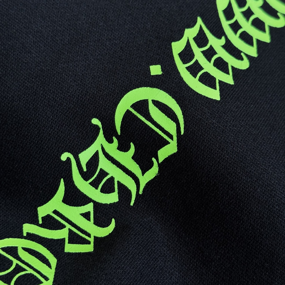 925纯银 Chrome Hearts Hoodie 克罗心 梵文 马蹄 连帽 卫衣 套头 外套  小羊皮荧光绿B0 