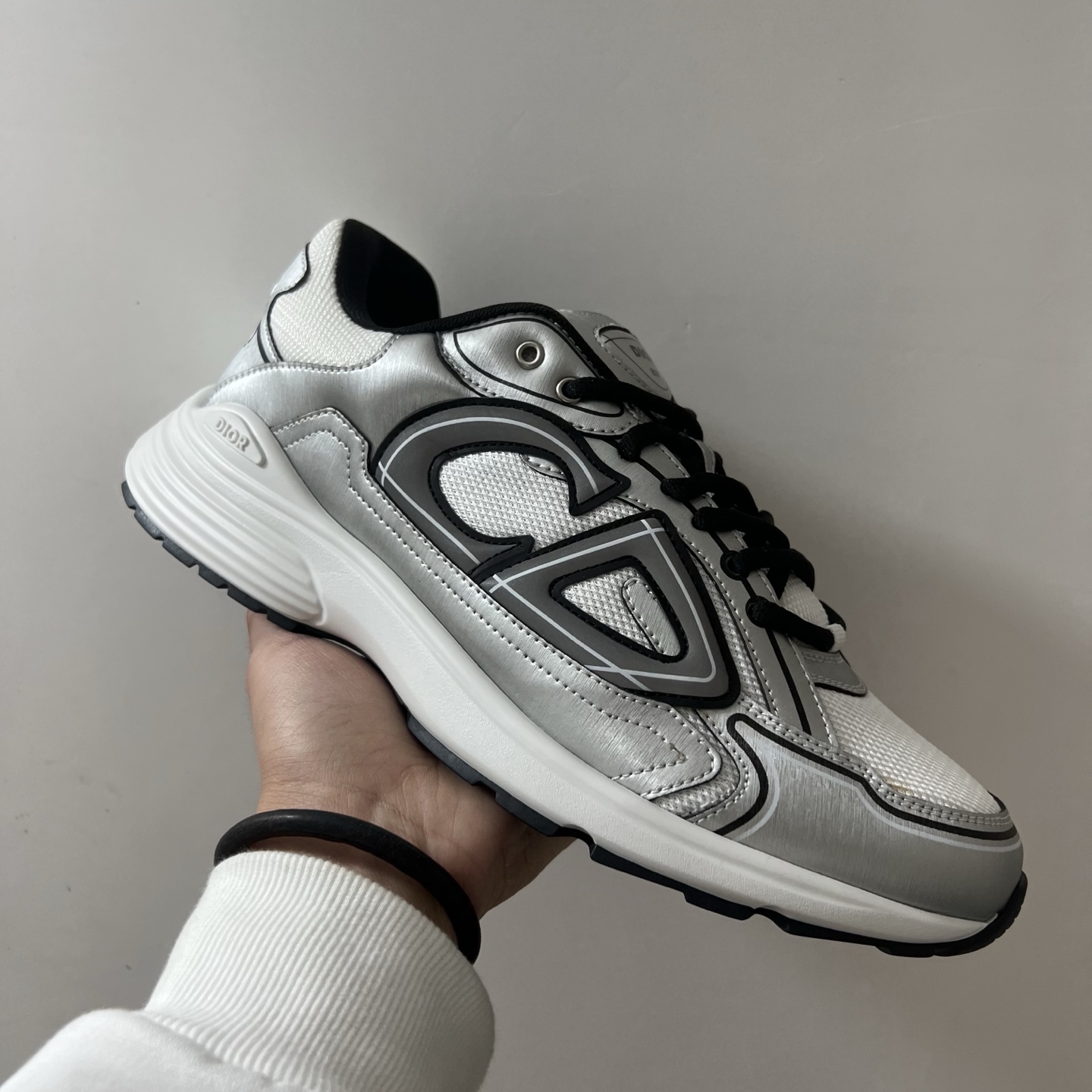 天花板 Dior 迪奥 B30 网眼织物  低筒 休闲鞋 运动鞋 板鞋 男鞋 女鞋 银黑 3SN279ZYG-H869