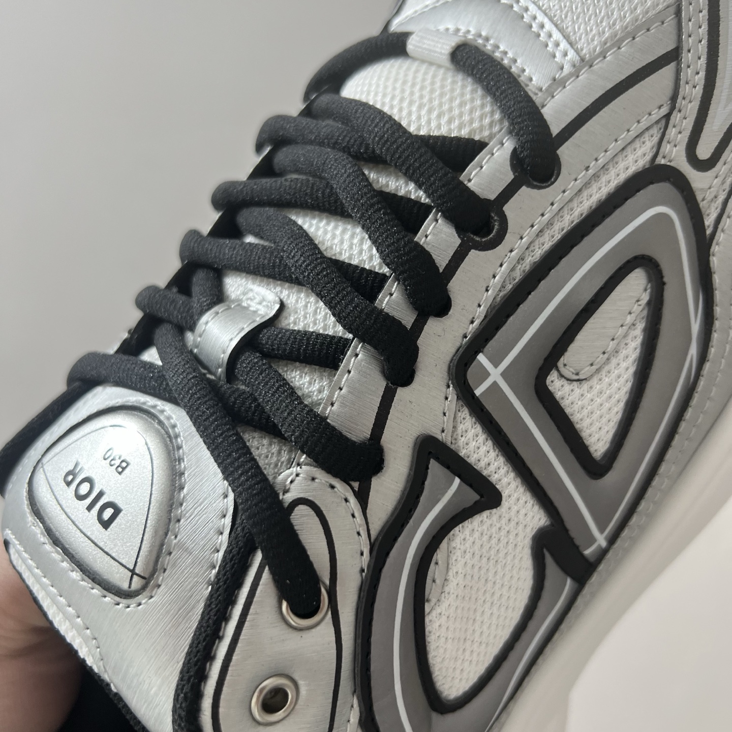 天花板 Dior 迪奥 B30 网眼织物  低筒 休闲鞋 运动鞋 板鞋 男鞋 女鞋 银黑 3SN279ZYG-H869