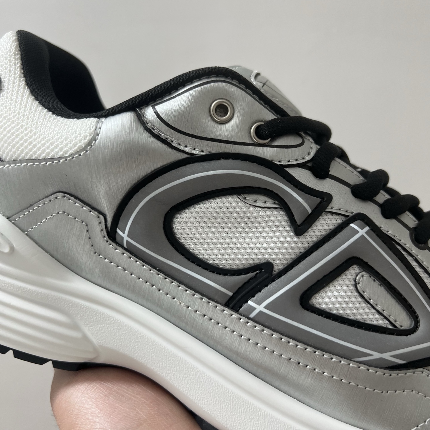 天花板 Dior 迪奥 B30 网眼织物  低筒 休闲鞋 运动鞋 板鞋 男鞋 女鞋 银黑 3SN279ZYG-H869