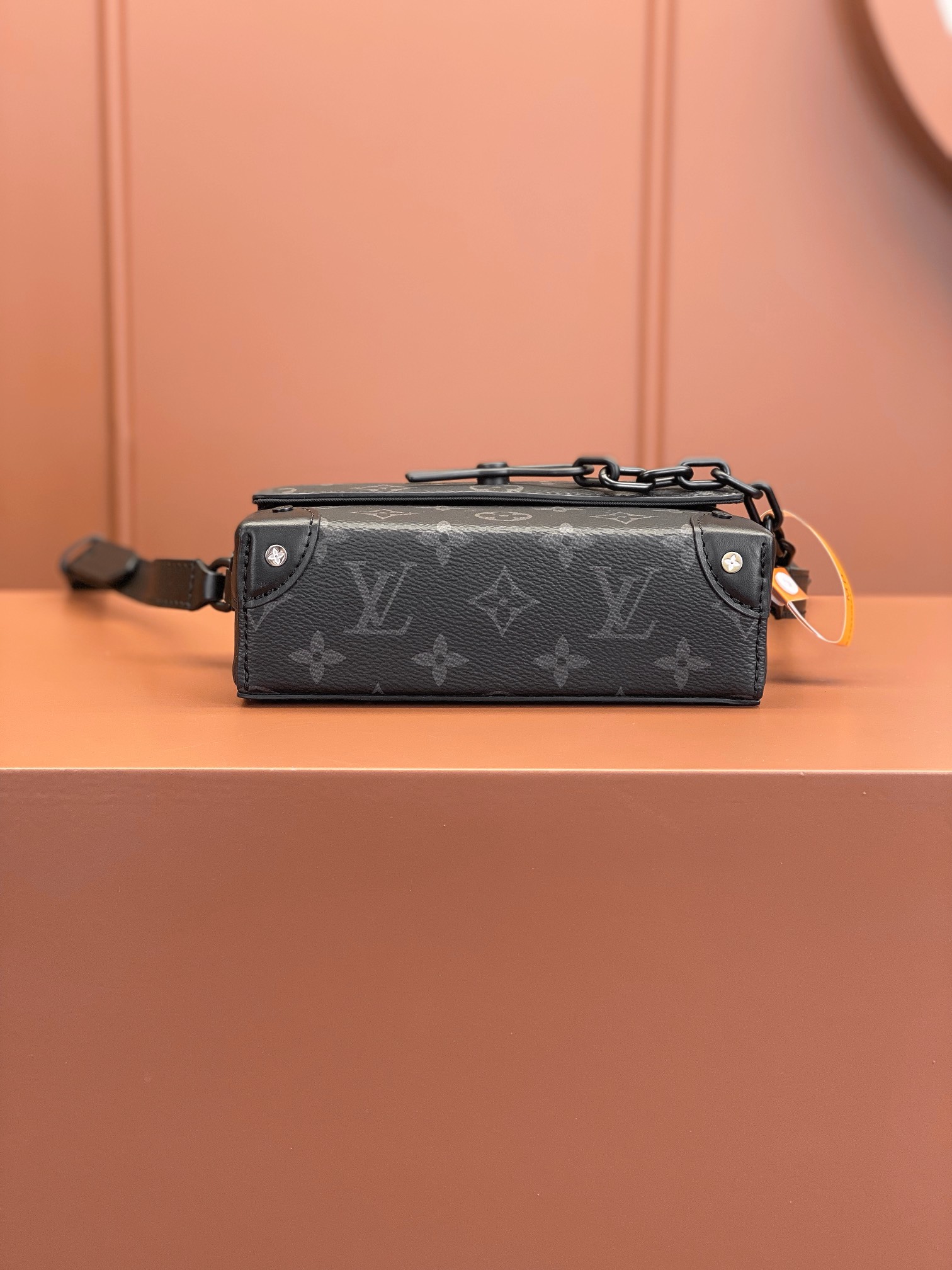  特级 LOUIS VUITTON Steamer 全钢五金 经典老花 印花 锁扣 涂层帆布 邮差包 手提包 单肩包 斜挎包 黑色   M81783