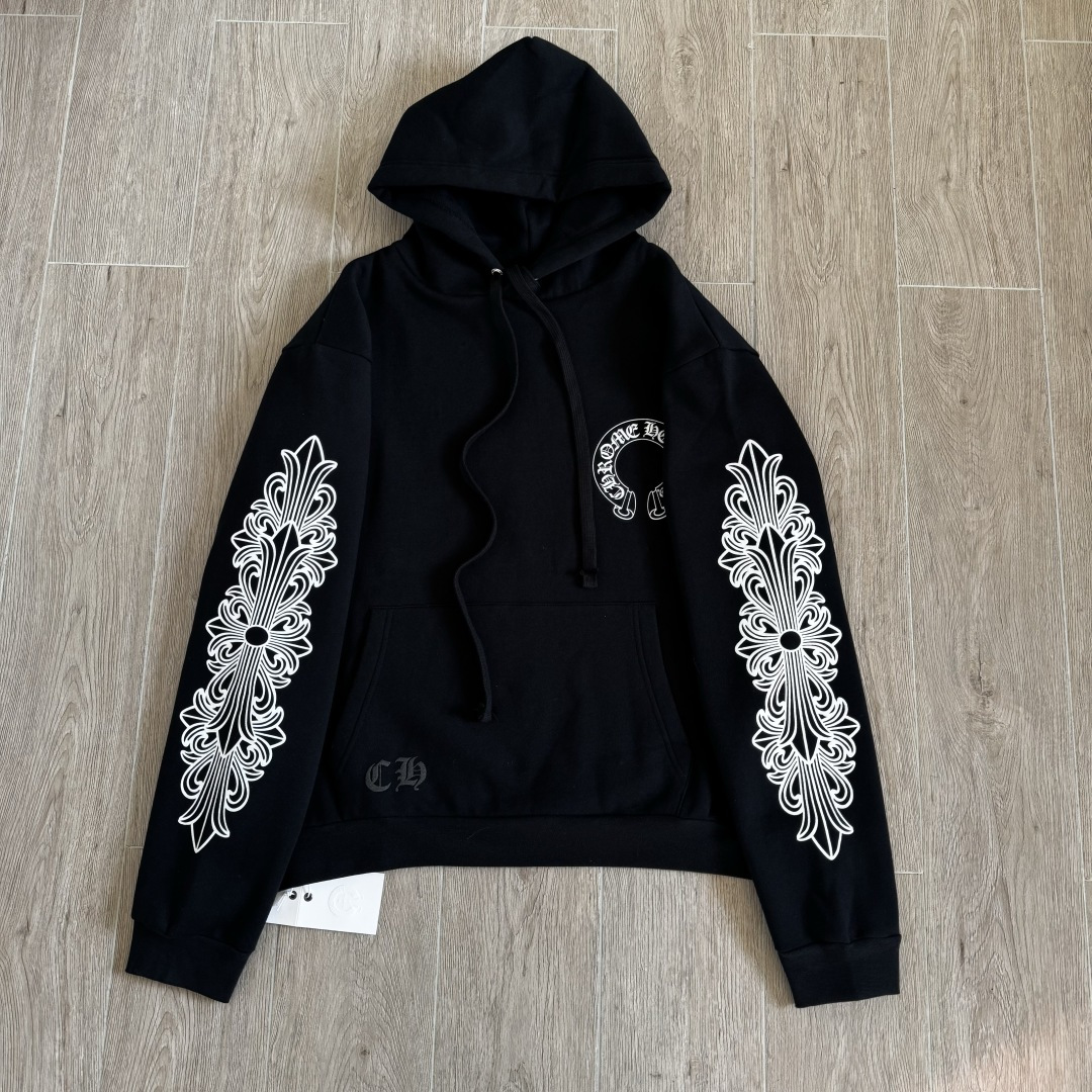 Chrome Hearts 克罗心 经典马蹄  花臂 连帽卫衣 套头  黑色 A5 CH-SANFEN