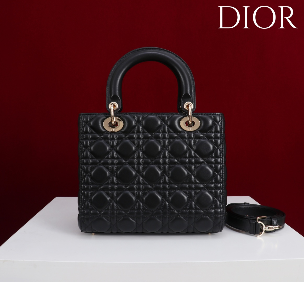 DIOR 迪奥 Lady可调节可拆卸肩带 刺绣拼牛皮革 托特包Tote包购物袋单肩斜挎手提包 小号 女款 蓝色 蓝色 M1325CZBB-M928