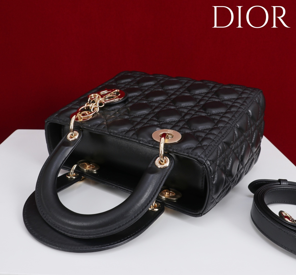 DIOR 迪奥 Lady可调节可拆卸肩带 刺绣拼牛皮革 托特包Tote包购物袋单肩斜挎手提包 小号 女款 蓝色 蓝色 M1325CZBB-M928