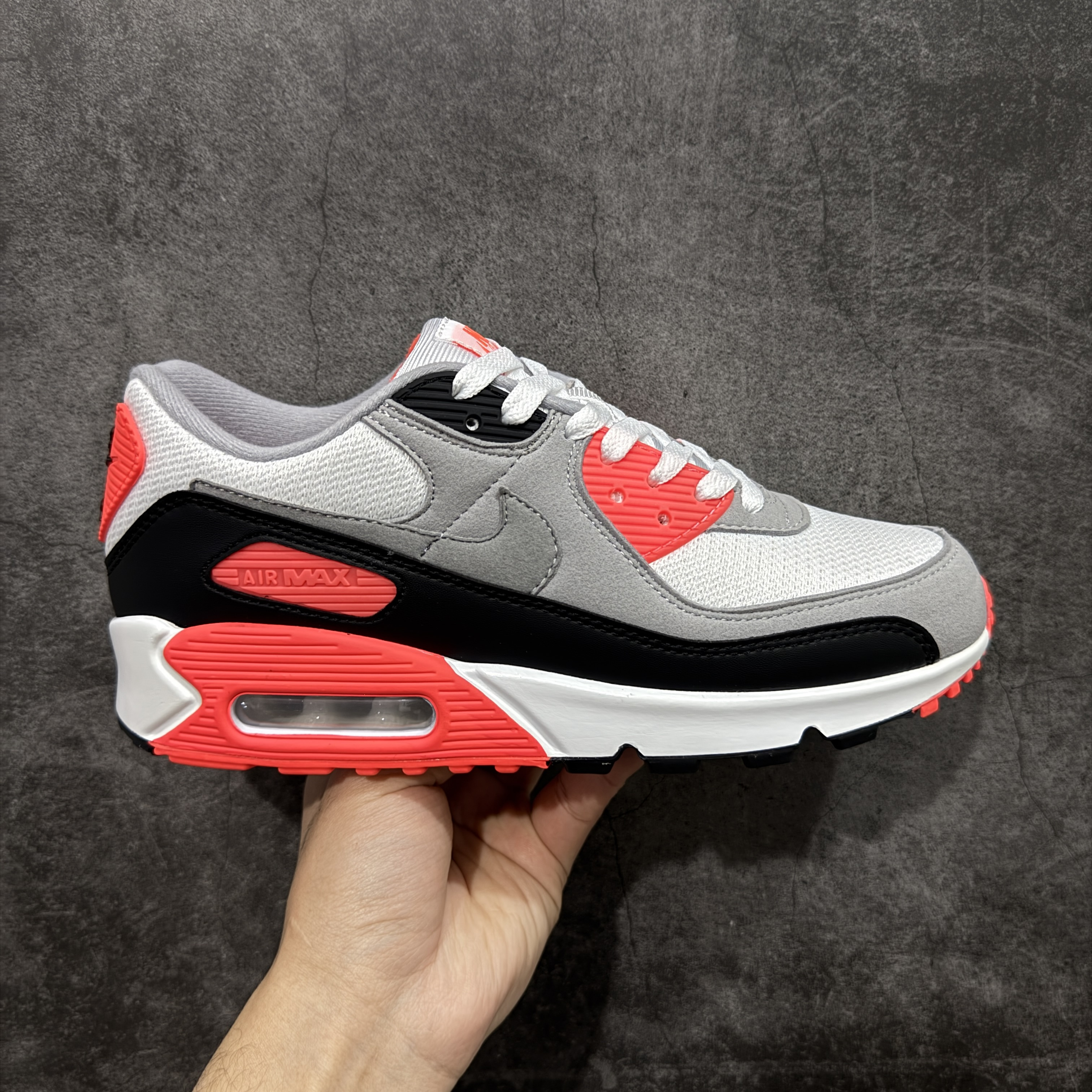 Nike Air Max 90 低筒 复古 网布防滑 运动鞋 休闲鞋 球鞋 男鞋 波鞋 红灰色A5 724882-100