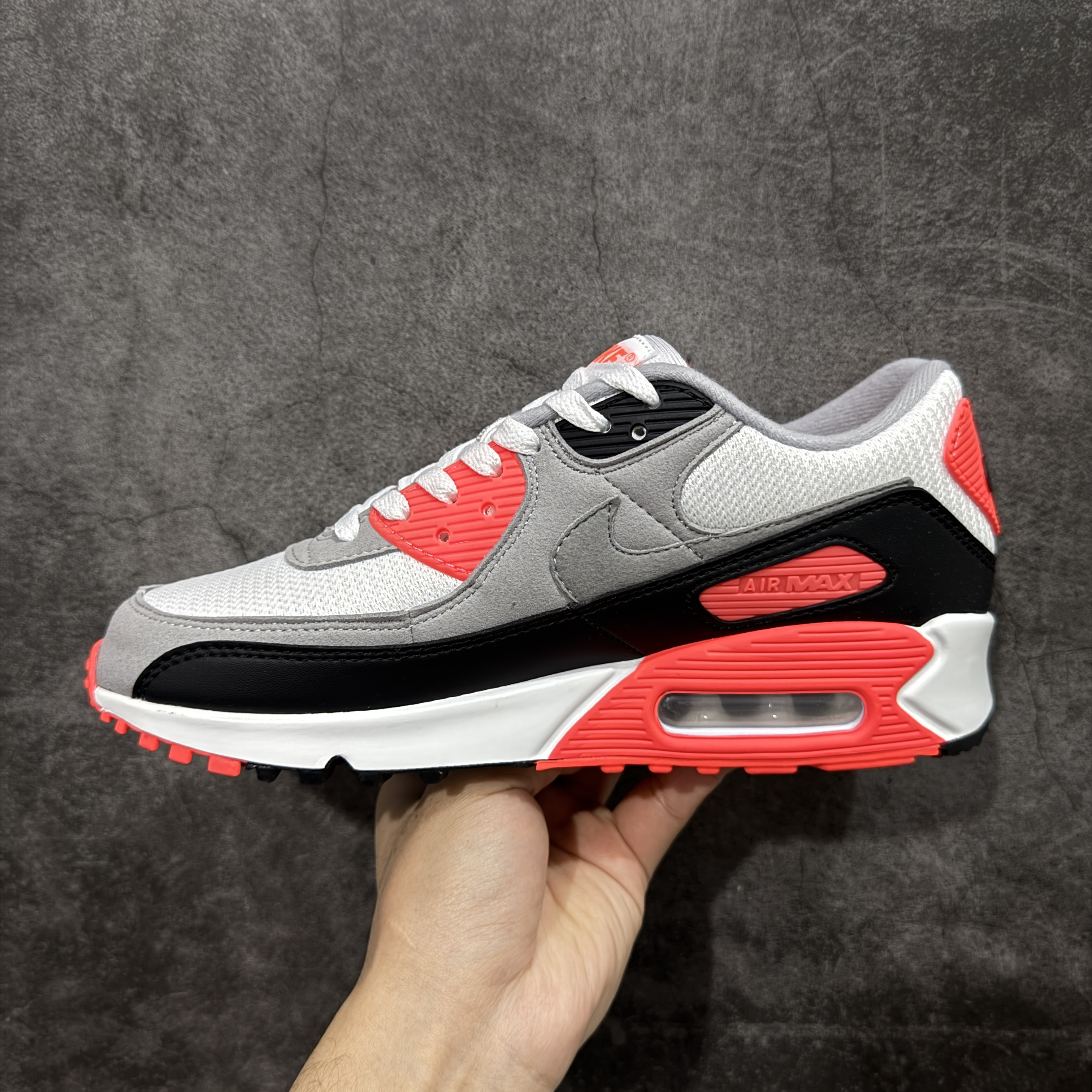 Nike Air Max 90 低筒 复古 网布防滑 运动鞋 休闲鞋 球鞋 男鞋 波鞋 红灰色A5 724882-100