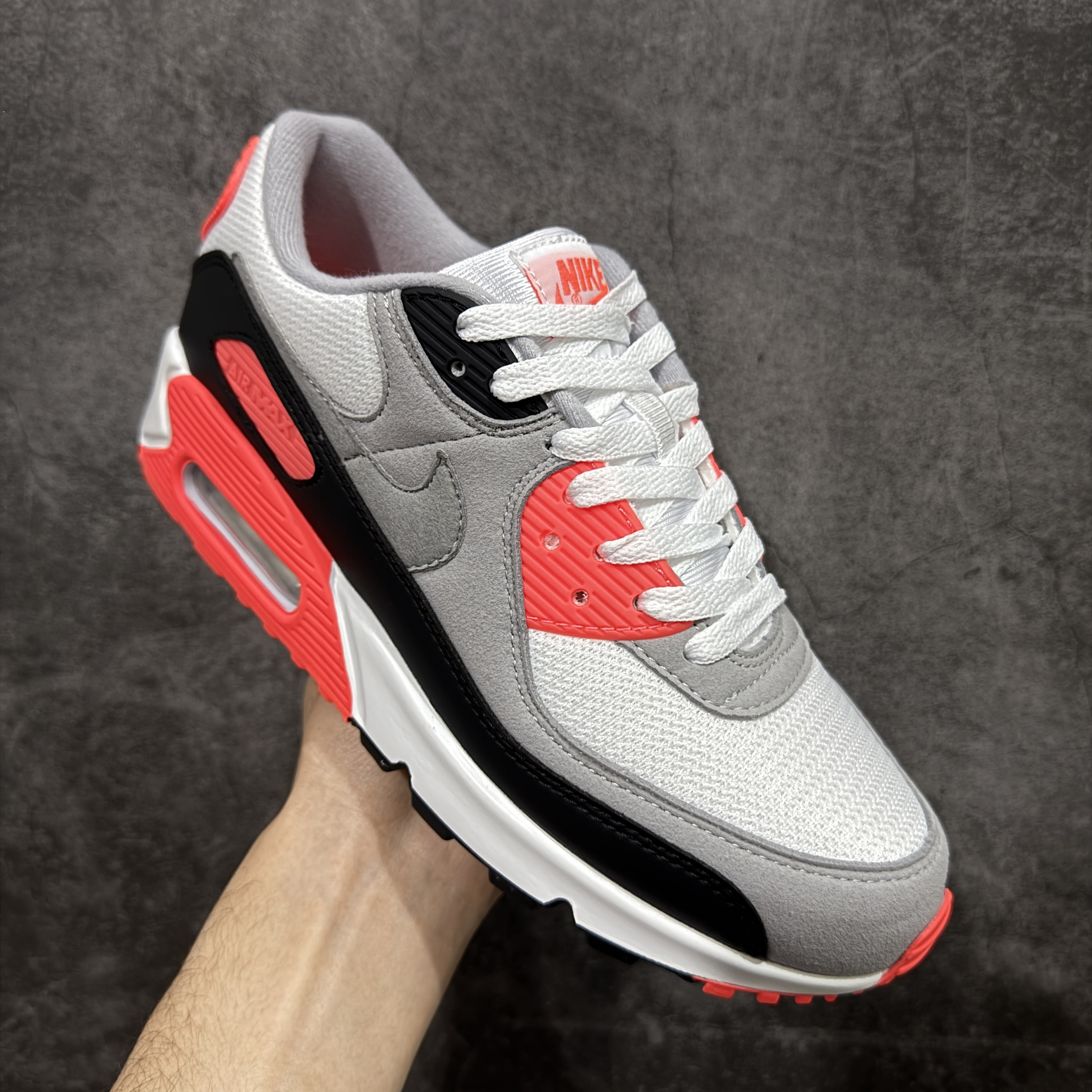Nike Air Max 90 低筒 复古 网布防滑 运动鞋 休闲鞋 球鞋 男鞋 波鞋 红灰色A5 724882-100