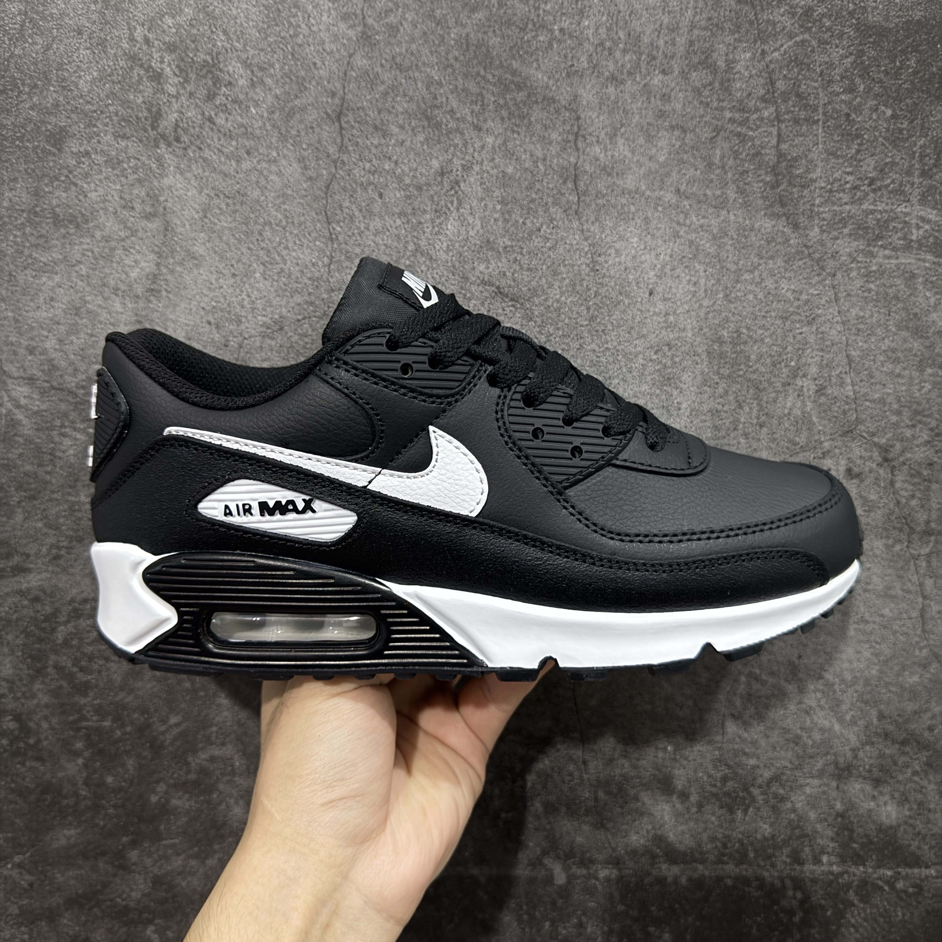 Nike Air Max 90 LTR 低筒 复古 网布防滑 运动鞋 休闲鞋 球鞋 男鞋 波鞋 黑白全皮A5 CD6864-010