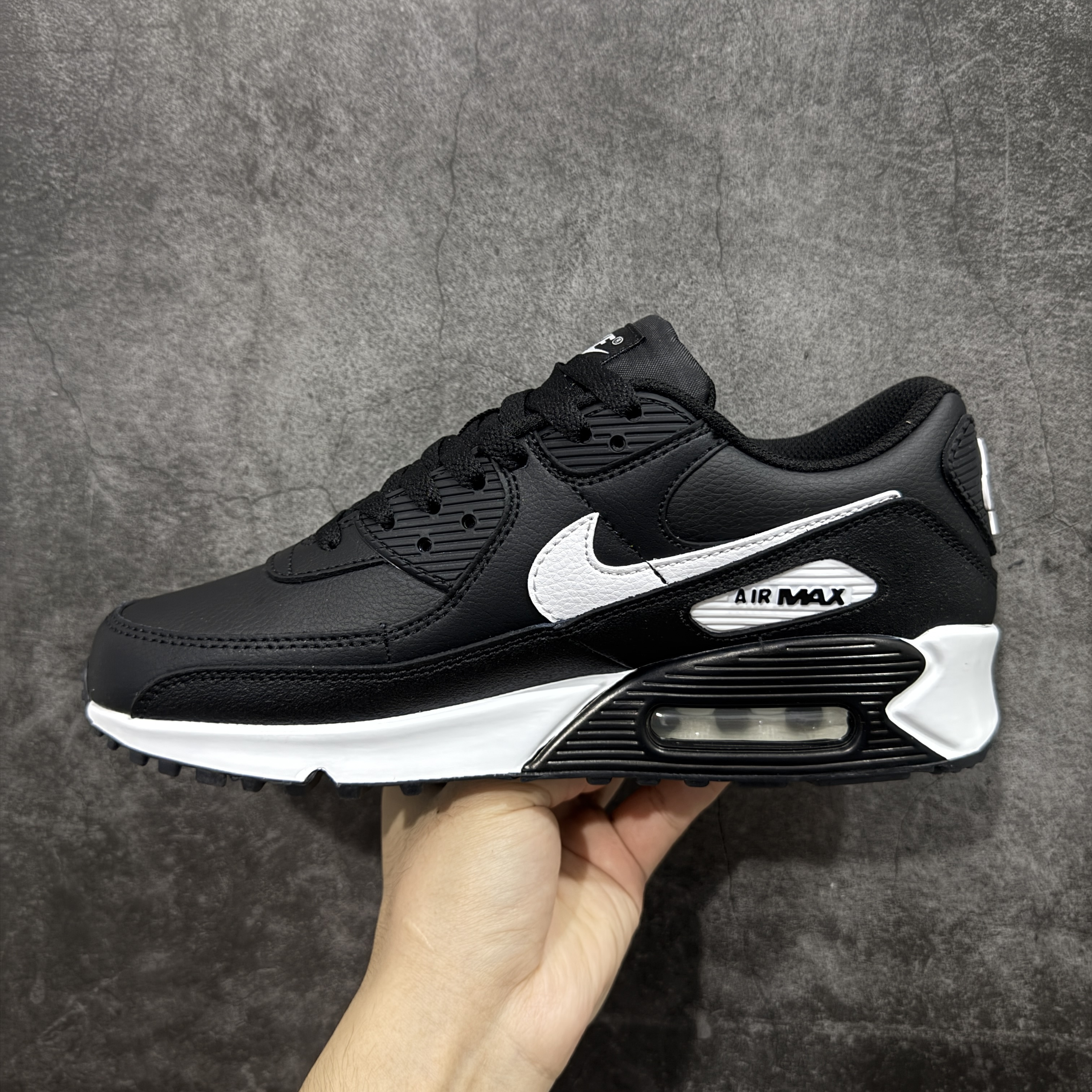 Nike Air Max 90 LTR 低筒 复古 网布防滑 运动鞋 休闲鞋 球鞋 男鞋 波鞋 黑白全皮A5 CD6864-010