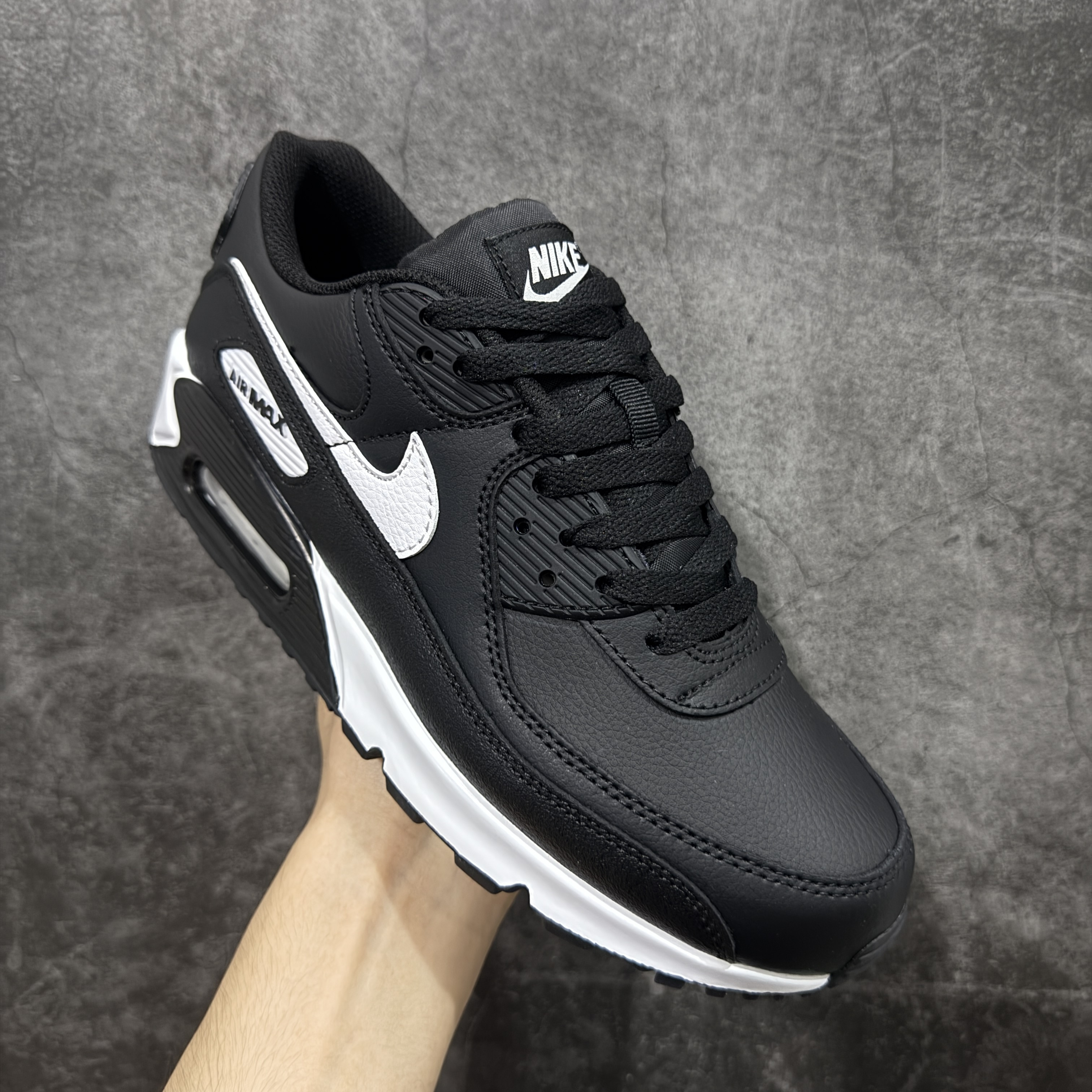Nike Air Max 90 LTR 低筒 复古 网布防滑 运动鞋 休闲鞋 球鞋 男鞋 波鞋 黑白全皮A5 CD6864-010