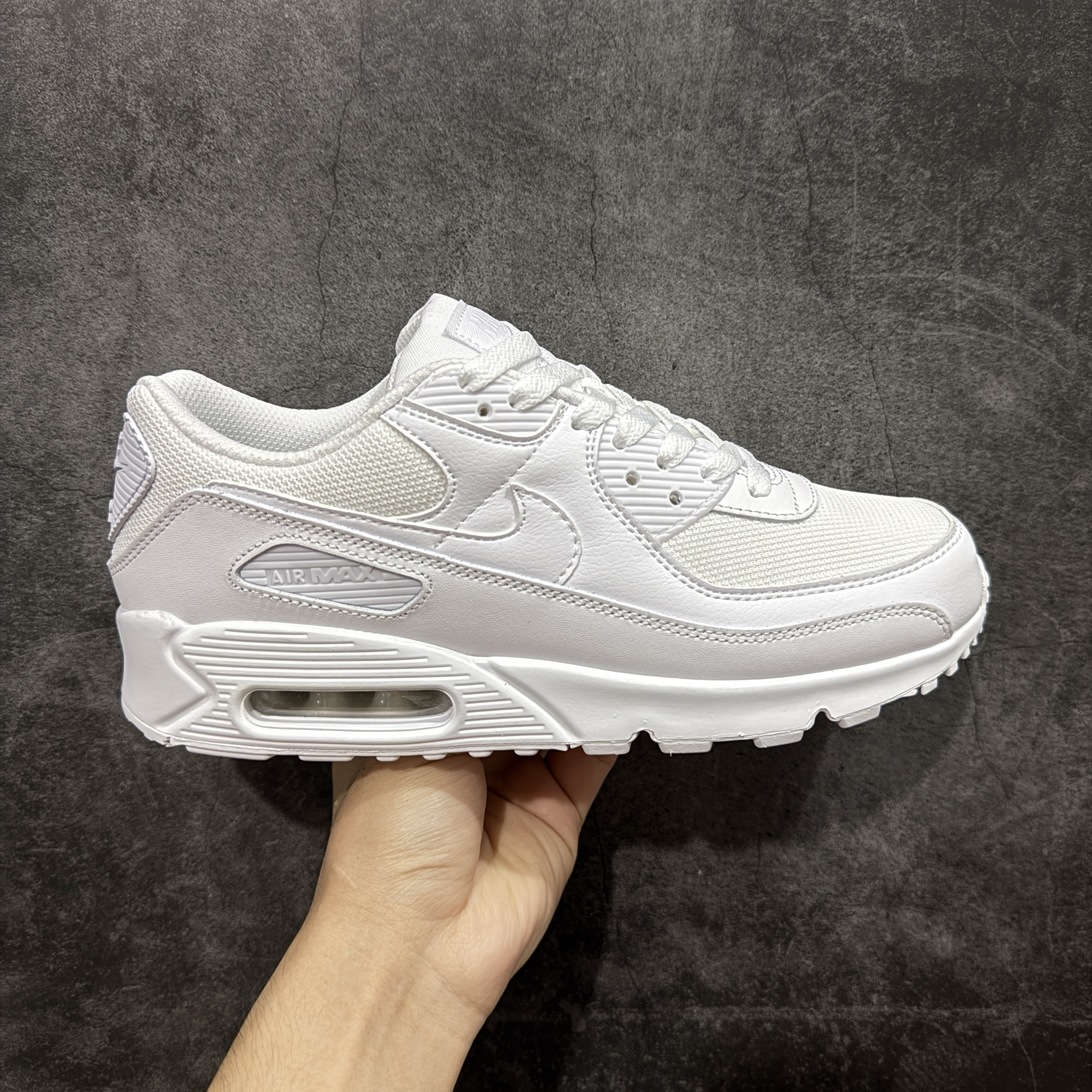 Nike Air Max 90 低筒 复古 网布防滑 运动鞋 休闲鞋 球鞋 男鞋 波鞋 全白A5 CN8490-100