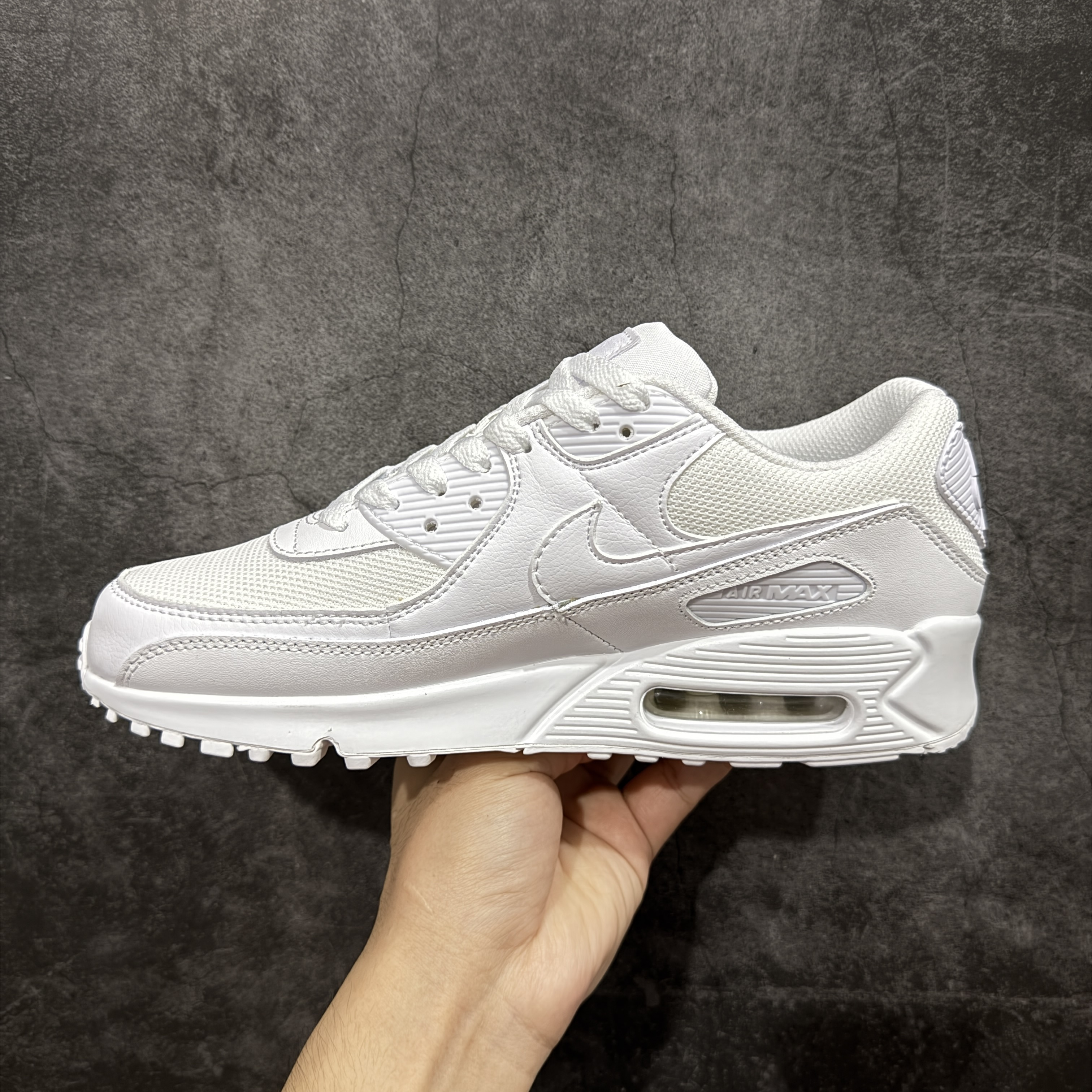 Nike Air Max 90 低筒 复古 网布防滑 运动鞋 休闲鞋 球鞋 男鞋 波鞋 全白A5 CN8490-100