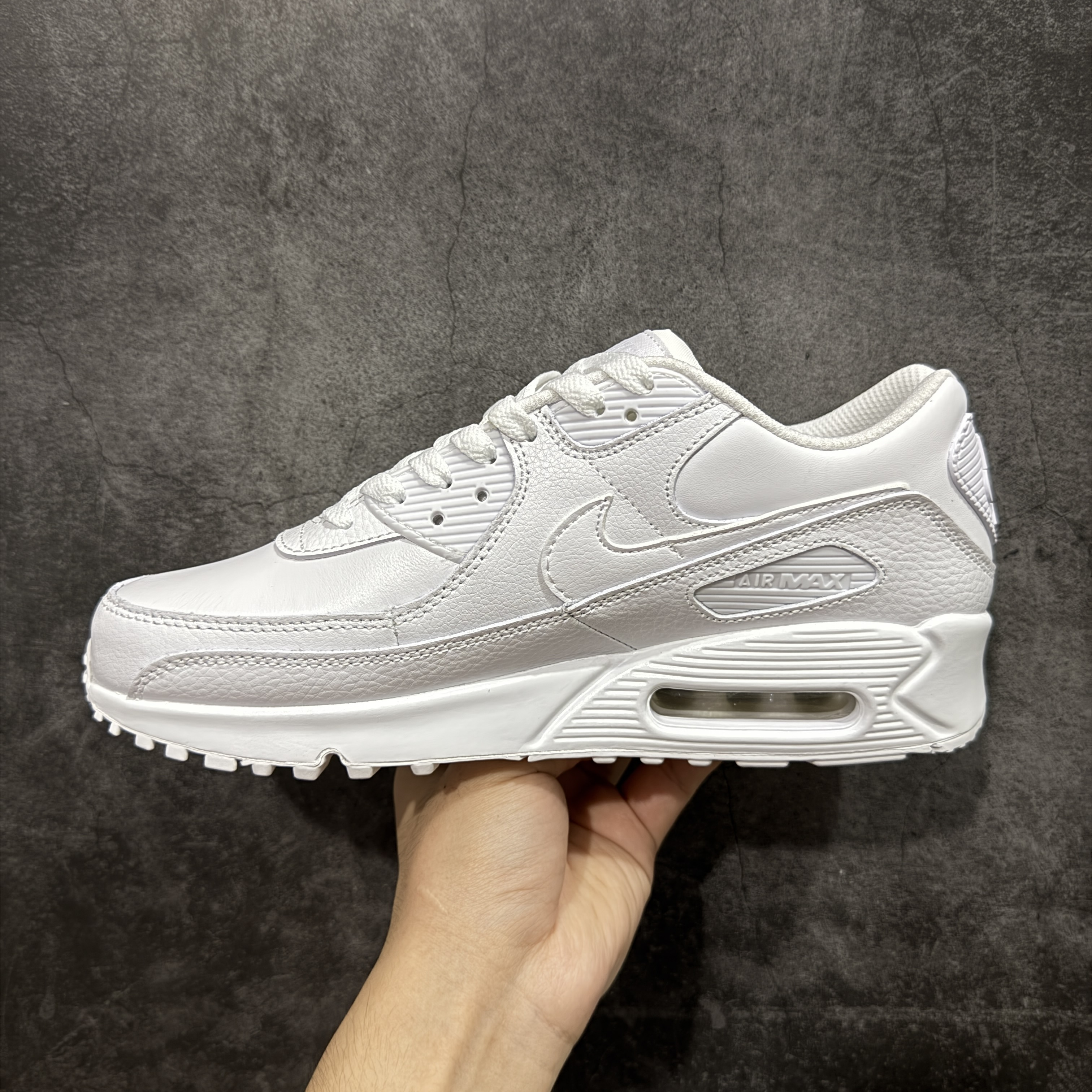 Nike Air Max 90 LTR 低筒 复古 网布防滑 运动鞋 休闲鞋 球鞋 男鞋 波鞋 全白全皮A5 CZ5594-100