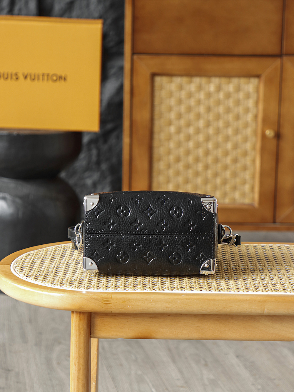 AS LOUIS VUITTON SPEEDY TRUNK 20 全钢五金 经典老花 印花 锁扣 涂层帆布  单肩手提   黑色A2 M27921