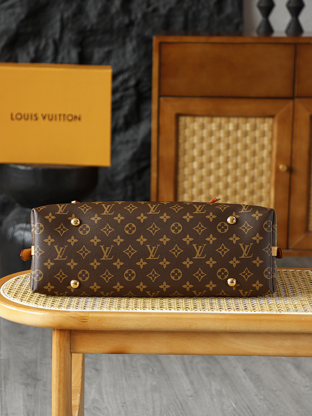 LOUIS VUITTON Carryall MM 经典老花满印涂层帆布拼牛皮饰边 子母包 单肩包 手提包 腋下包 女款 中号 棕色 M46197