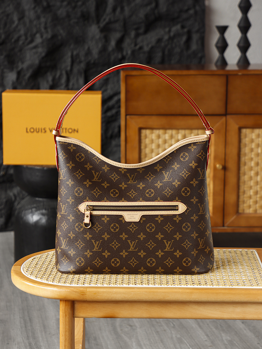 AS LOUIS VUITTON LINE UP 全钢五金 经典老花 印花 拉链 涂层帆布  腋下单肩包  棕色A2 M27335