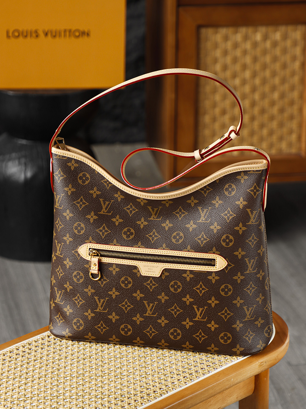 AS LOUIS VUITTON LINE UP 全钢五金 经典老花 印花 拉链 涂层帆布  腋下单肩包  棕色A2 M27335