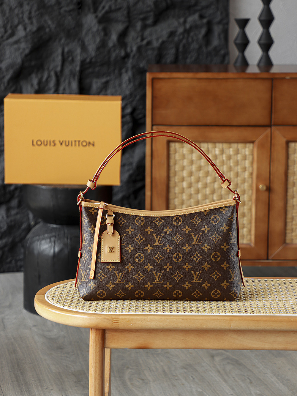 AS LOUIS VUITTON CARRYALL EAST WEST 全钢五金 经典老花 印花 拉链 涂层帆布  腋下单肩包  棕色A0 M28101