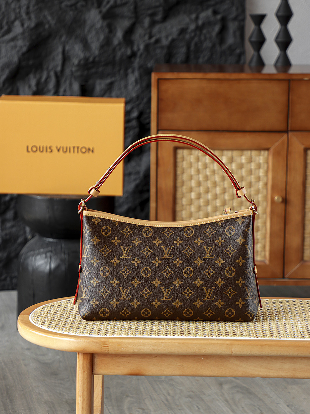 AS LOUIS VUITTON CARRYALL EAST WEST 全钢五金 经典老花 印花 拉链 涂层帆布  腋下单肩包  棕色A0 M28101