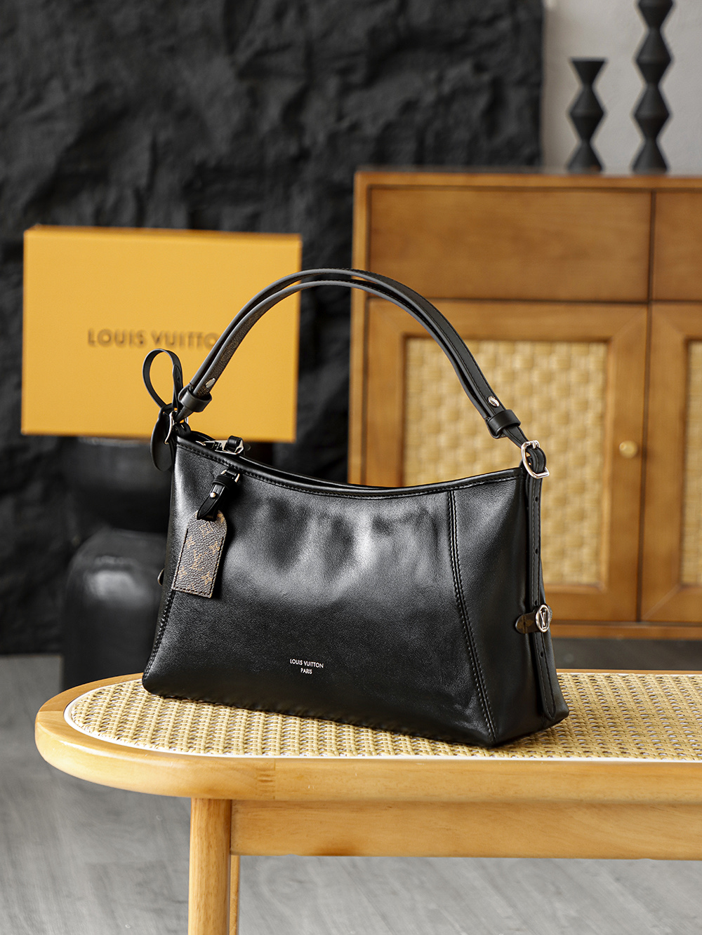 AS LOUIS VUITTON CARRYALL EAST WEST 全钢五金 经典老花 印花 拉链 涂层帆布  腋下单肩包  黑色A0 M28160