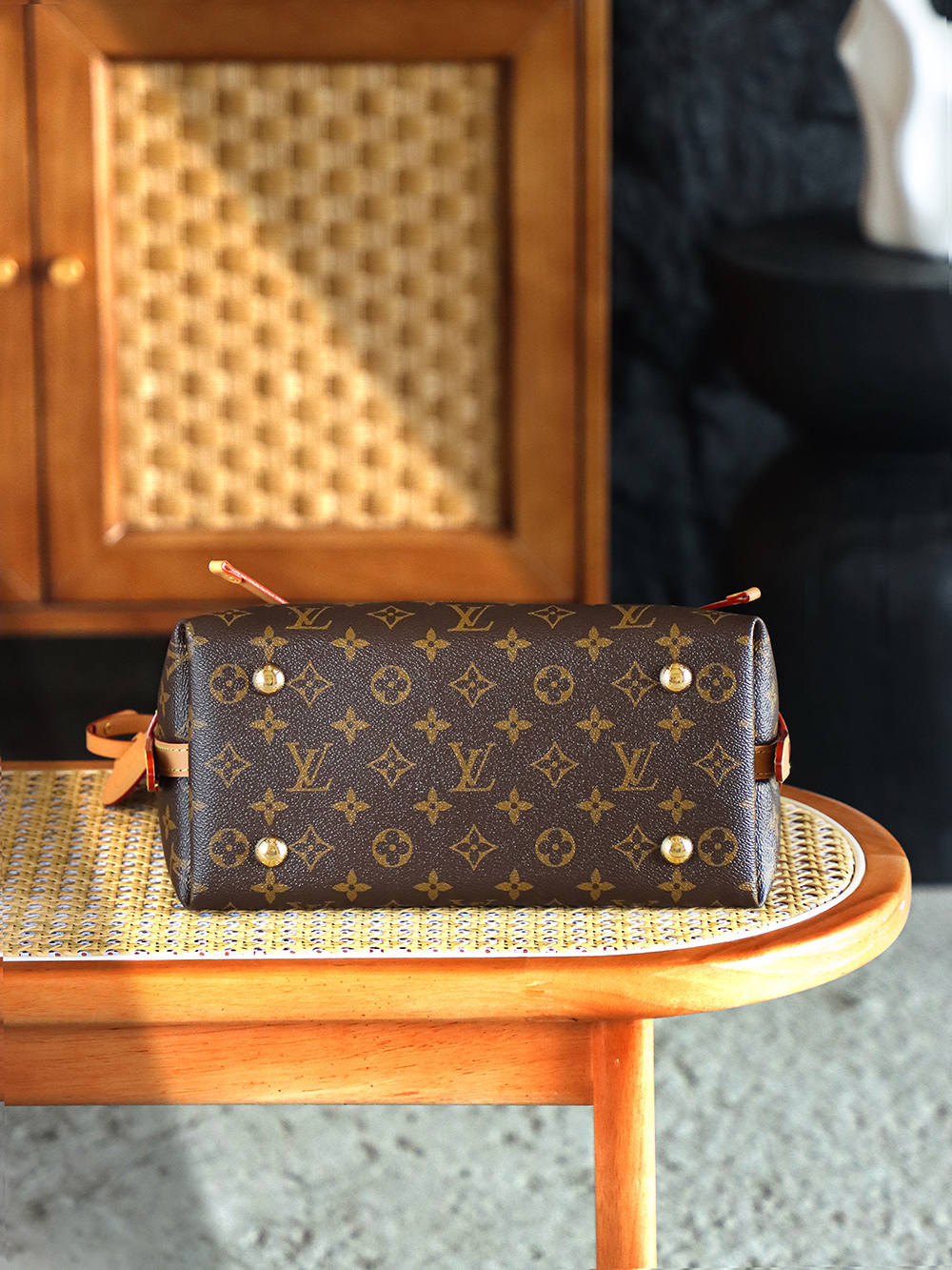 AS LOUIS VUITTON Carryall 全钢五金 经典老花 印花 拉链 涂层帆布   单肩 斜挎 小号 棕色A0 M46203