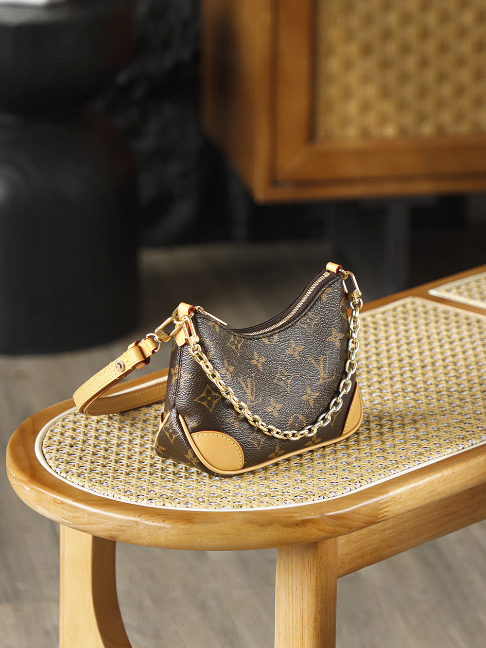 AS LOUIS VUITTON Nano Boulogne  全钢五金 经典老花 印花 拉链 涂层帆布 斜挎单肩包 棕色A0 M25519