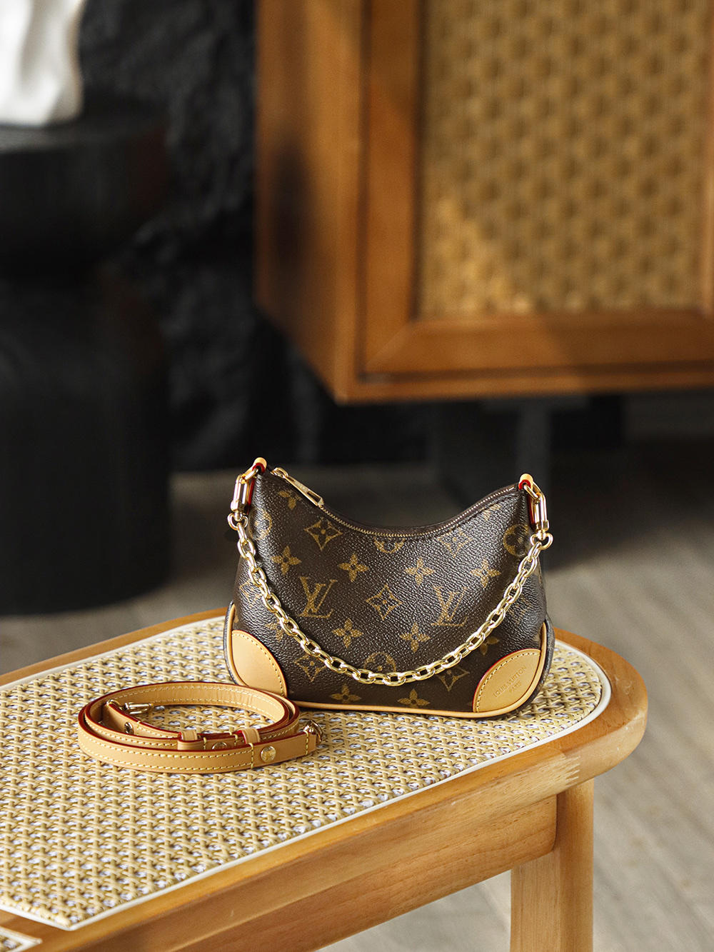 AS LOUIS VUITTON Nano Boulogne  全钢五金 经典老花 印花 拉链 涂层帆布 斜挎单肩包 棕色A0 M25519