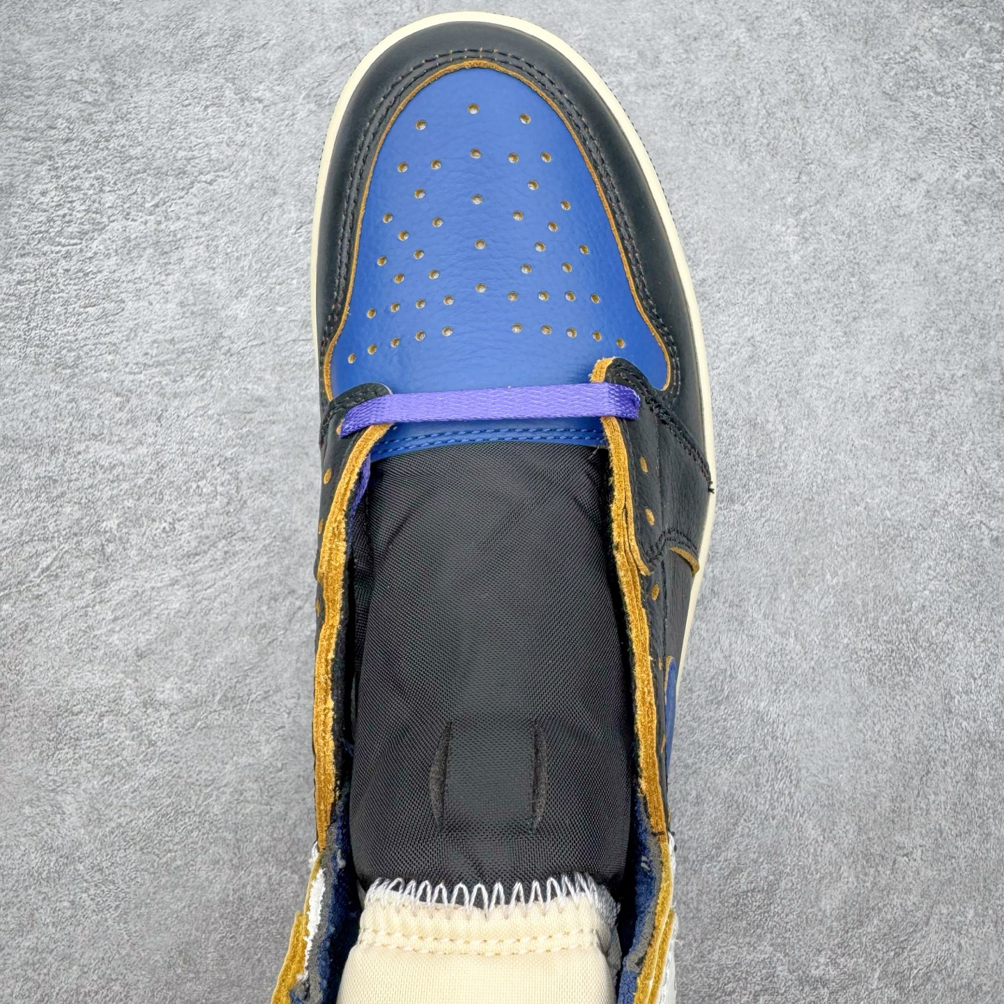 Union LA x Fragment Design x Air Jordan Retro High NRG  AJ1   高筒 球鞋 休閒鞋 板鞋 波鞋 潮鞋 男鞋女鞋  拼接 闪电黑蓝 IO7847-001