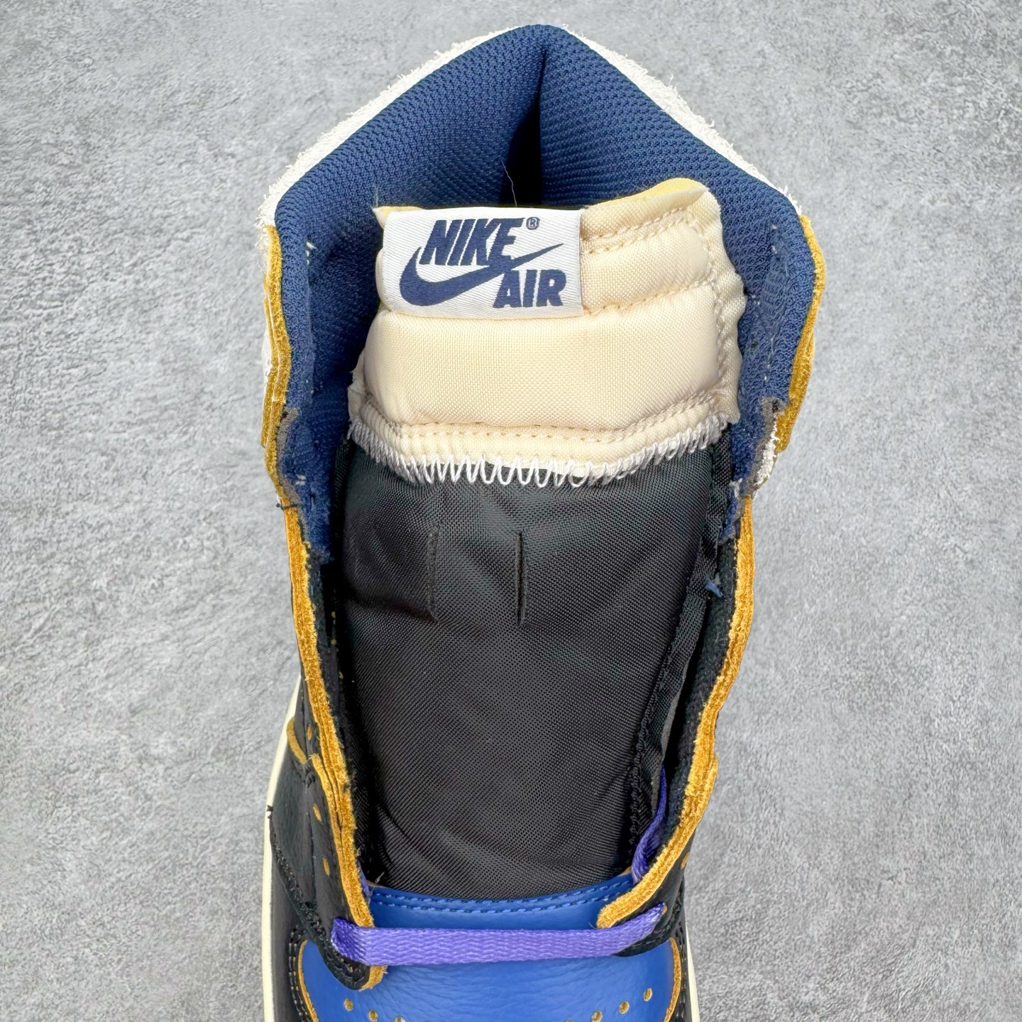 Union LA x Fragment Design x Air Jordan Retro High NRG  AJ1   高筒 球鞋 休閒鞋 板鞋 波鞋 潮鞋 男鞋女鞋  拼接 闪电黑蓝 IO7847-001