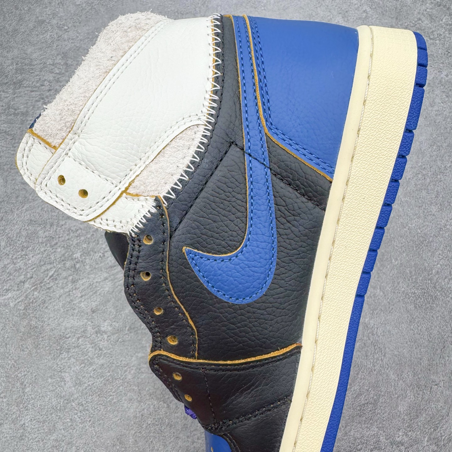 Union LA x Fragment Design x Air Jordan Retro High NRG  AJ1   高筒 球鞋 休閒鞋 板鞋 波鞋 潮鞋 男鞋女鞋  拼接 闪电黑蓝 IO7847-001