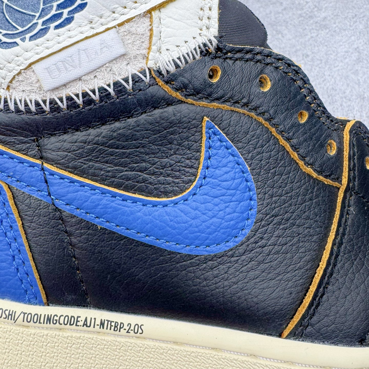 Union LA x Fragment Design x Air Jordan Retro High NRG  AJ1   高筒 球鞋 休閒鞋 板鞋 波鞋 潮鞋 男鞋女鞋  拼接 闪电黑蓝 IO7847-001