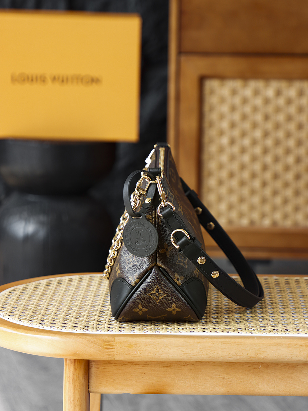 AS LOUIS VUITTON BOULOGNE  全钢五金 经典老花 印花 拉链 涂层帆布 斜挎单肩包 棕色A0 M45831