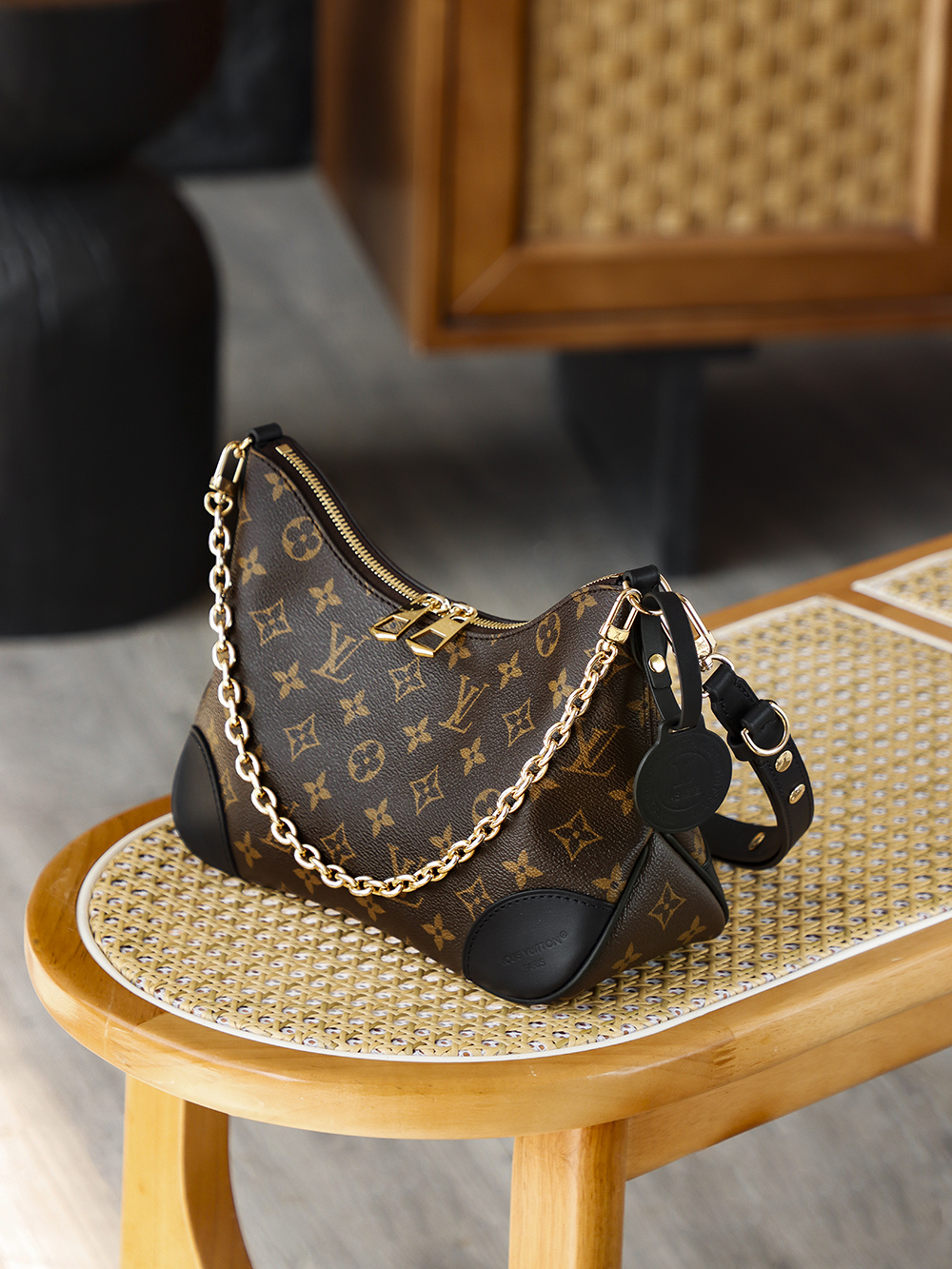 AS LOUIS VUITTON BOULOGNE  全钢五金 经典老花 印花 拉链 涂层帆布 斜挎单肩包 棕色A0 M45831