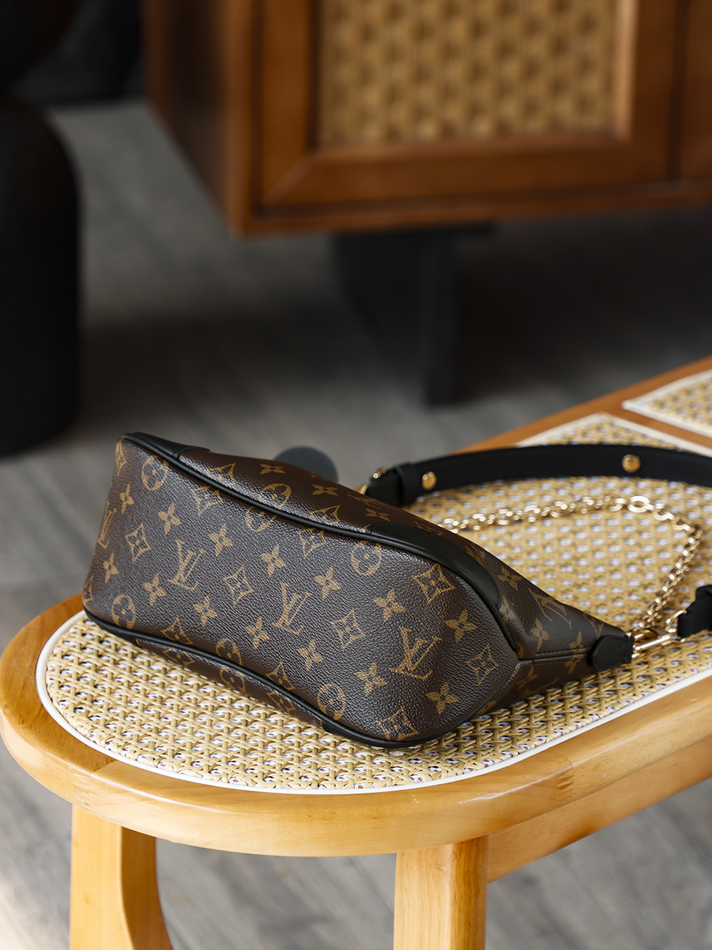 AS LOUIS VUITTON BOULOGNE  全钢五金 经典老花 印花 拉链 涂层帆布 斜挎单肩包 棕色A0 M45831