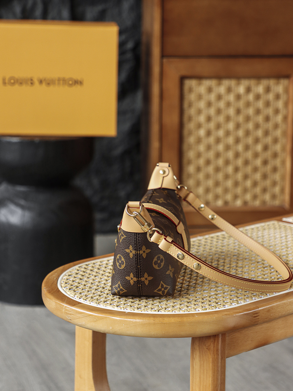 AS LOUIS VUITTON Pochette  全钢五金 经典老花 印花 拉链 涂层帆布 手提 斜挎单肩包 棕色A0 M26191